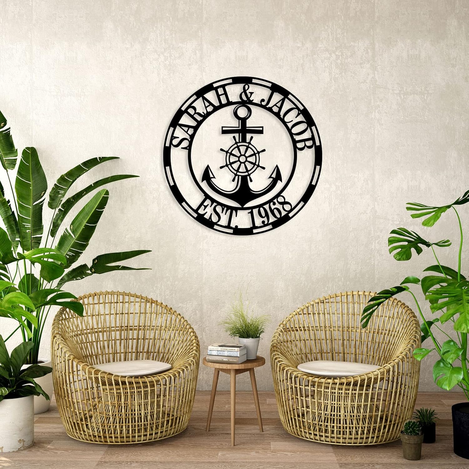 Custom Metal Anchor Nautical Name Sign - Personalized Indoor/Outdoor Wall Art