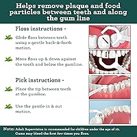 Vista 3 de GuruNanda Púas de hilo dental de menta – Hilo sin trituración con púa en ángulo para una eliminación efectiva de la placa – Recomendado por