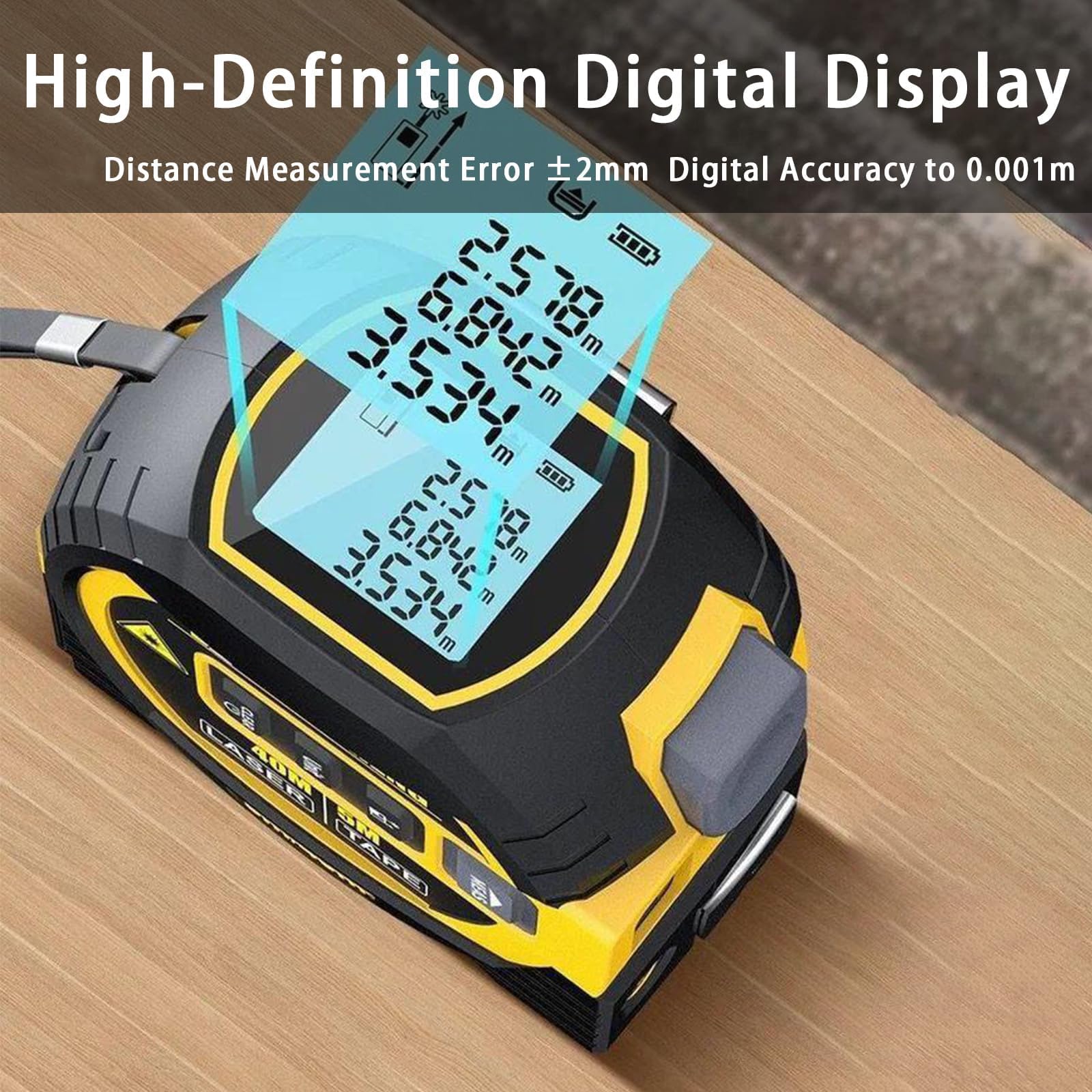 Metro a nastro Almighty Tools, righello onnipotente, telemetro 3 in 1 con display a LED, metro a nastro digitale, strumenti onnipotenti (blu, 1 pezzo)