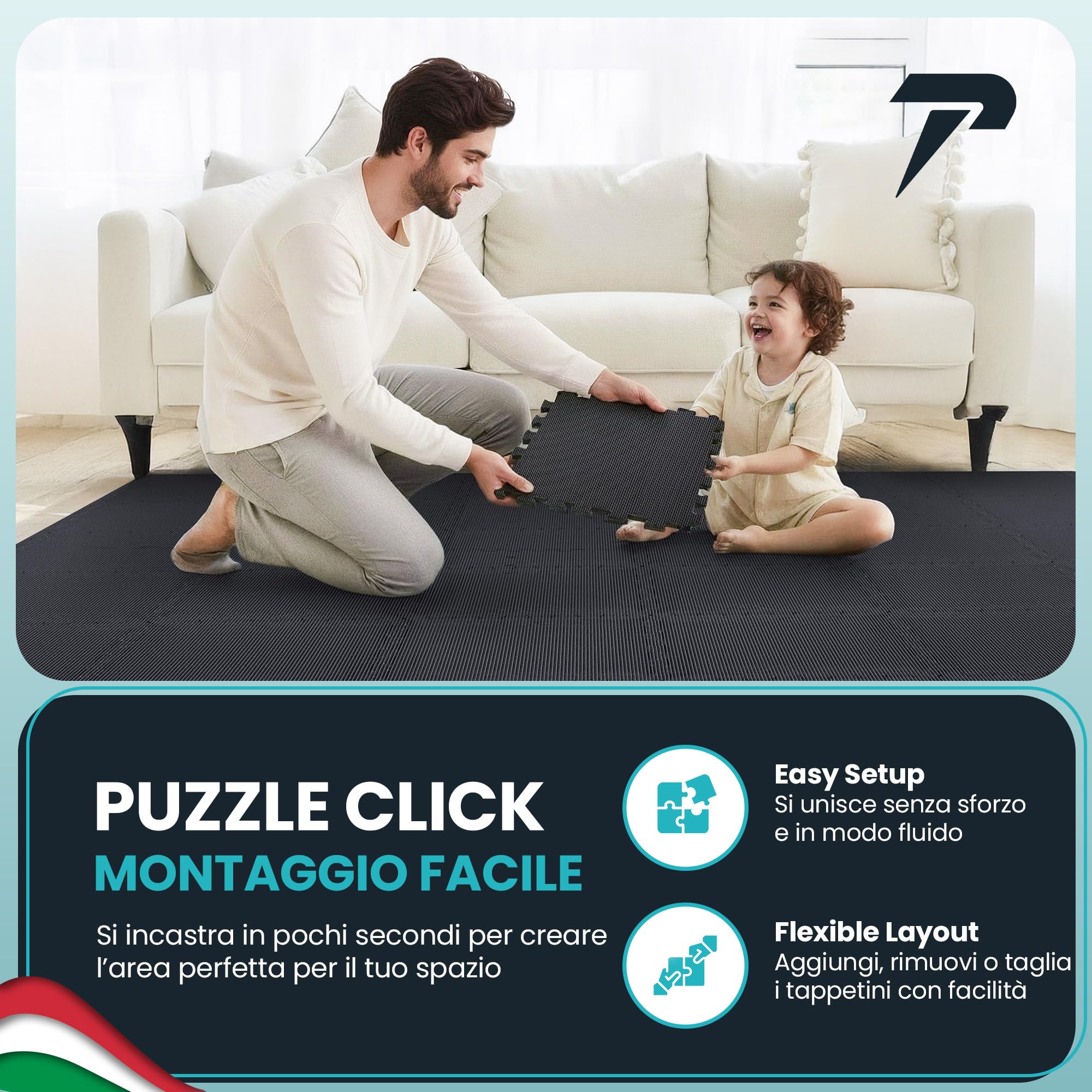 Tappeto Da Fitness A Puzzle【Set Da 21 Tappetini】Materassino Antiscivolo Da Palestra Componibile Con Protezione Antiurto Per Pavimenti, Tappetino Palestra, Pesi Workout Ginnastica Sport Piscina Garage