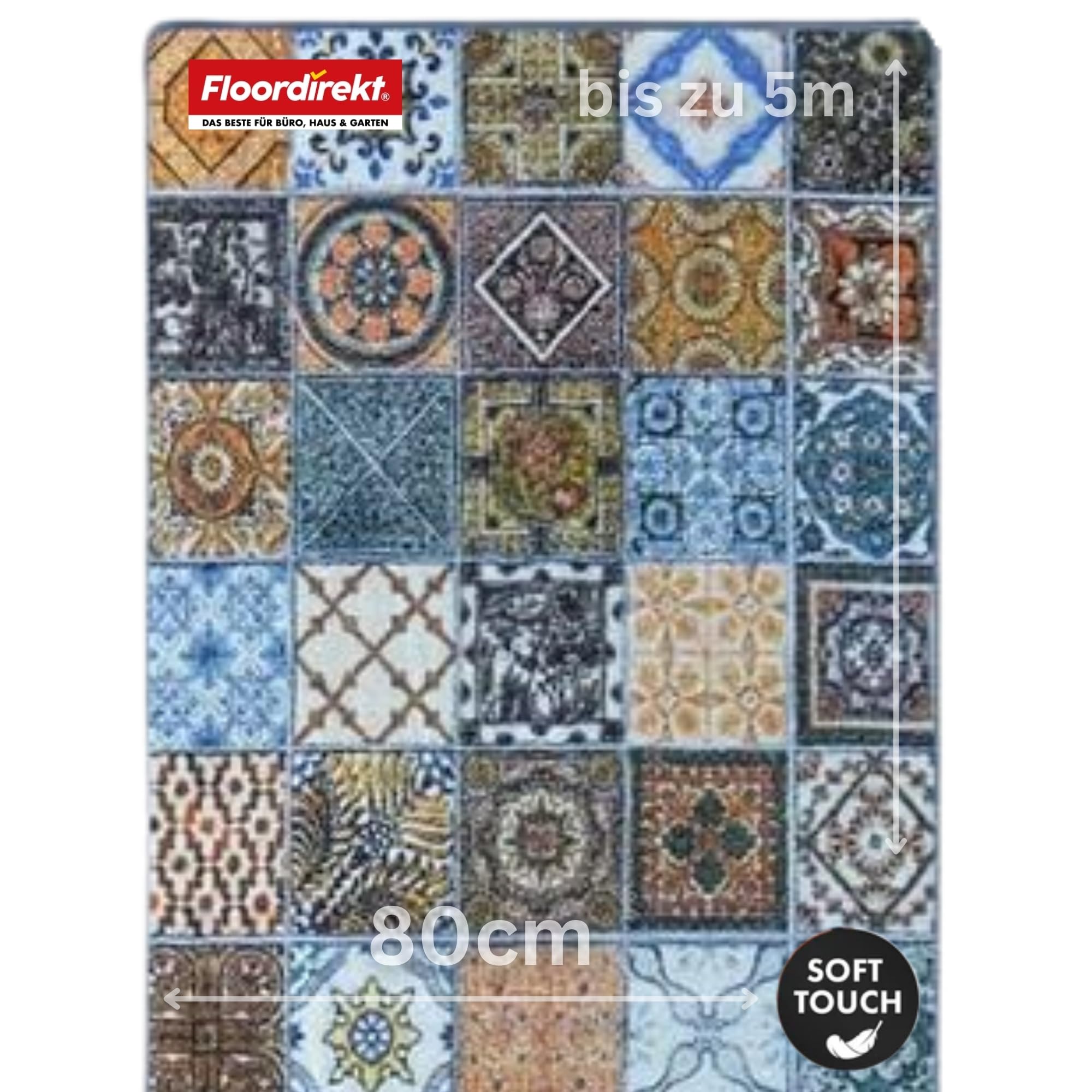Bonita Tapis de couloir sur mesure | Tapis moderne pour couloir, cuisine, chambre à coucher | vendu au mètre, plusieurs tailles | antidérapant, robuste et facile d'entretien (80 x 300 cm)