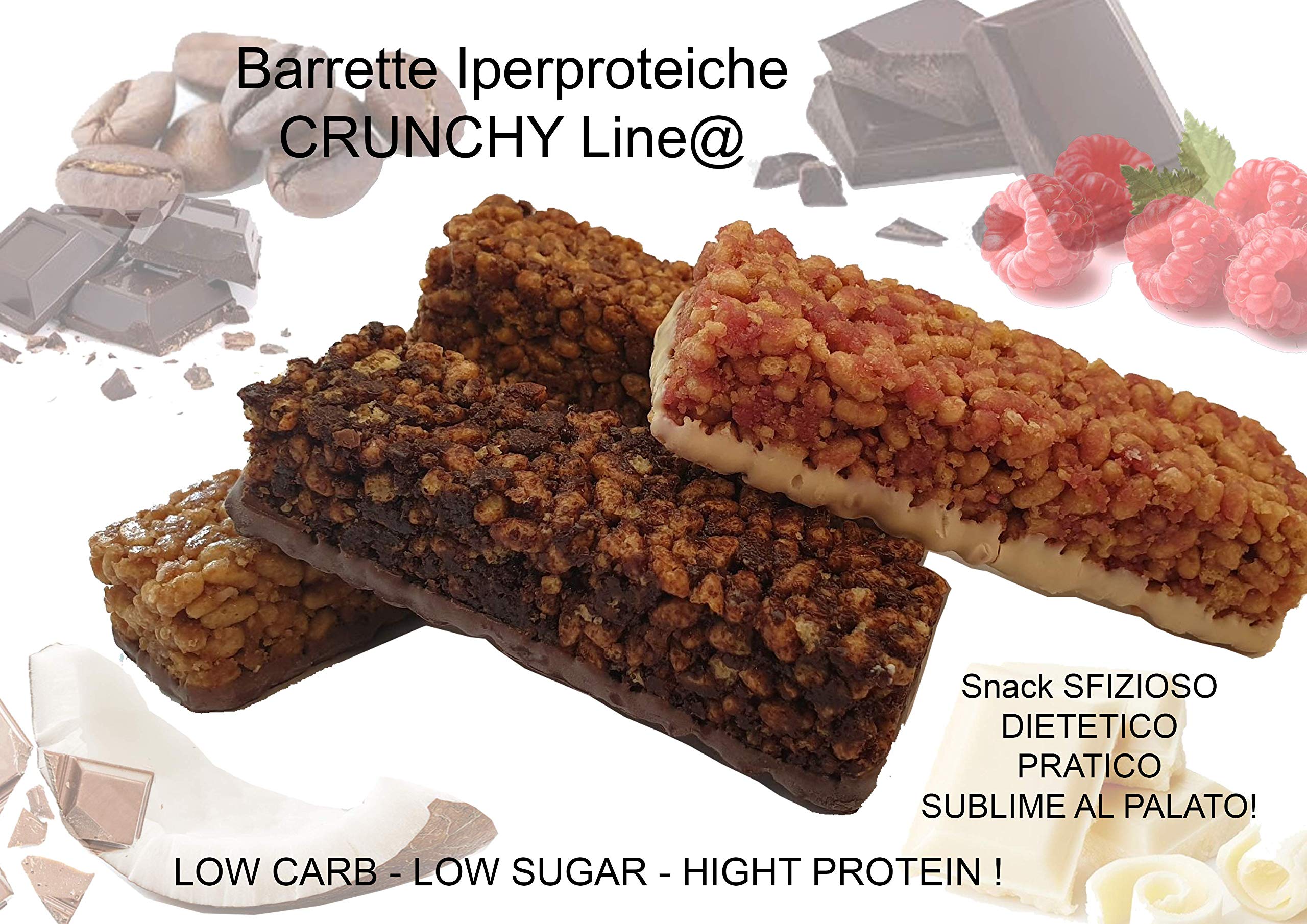10 BARRETTE CRUNCHY PROTEICHE Line@diet al CAFFE' MOKA | 0 ZUCCHERI | 15g PROTEINE | 4g CARBOIDRATI!