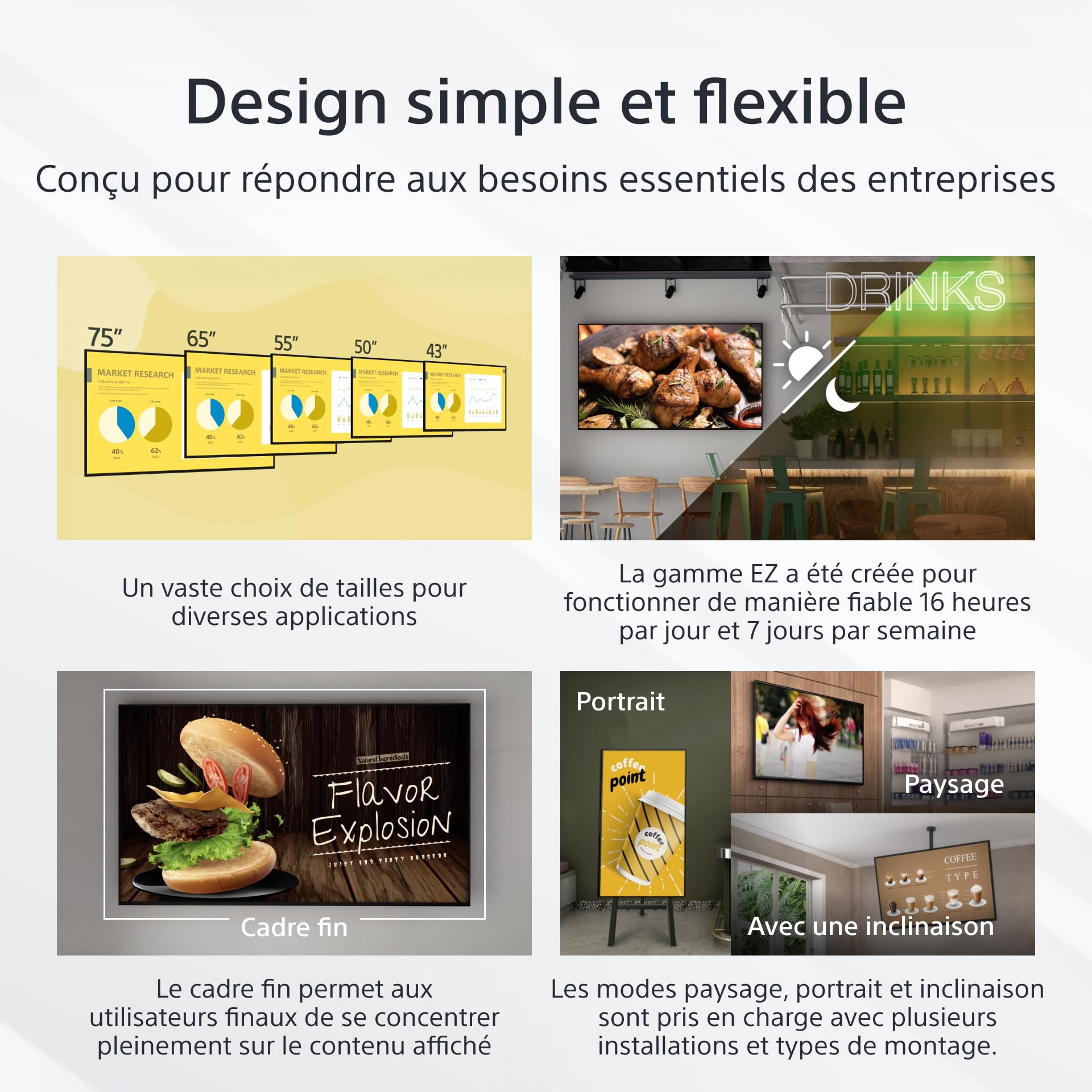 Sony Bravia Professional Displays FW-55EZ20L - EZ20L Series - 55" écran LCD rétro-éclairé par LED - 4K - écrans d'entrée de Gamme pour Les commerces conçus pour Un Fonctionnement 16 h/24 et 7 j/7.