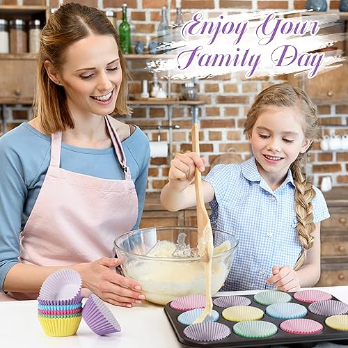 Miniatura 5 de Tazas para hornear, 100 piezas de papel para hornear, moldes antiadherentes para magdalenas, soportes para tazas para hornear para bodas,