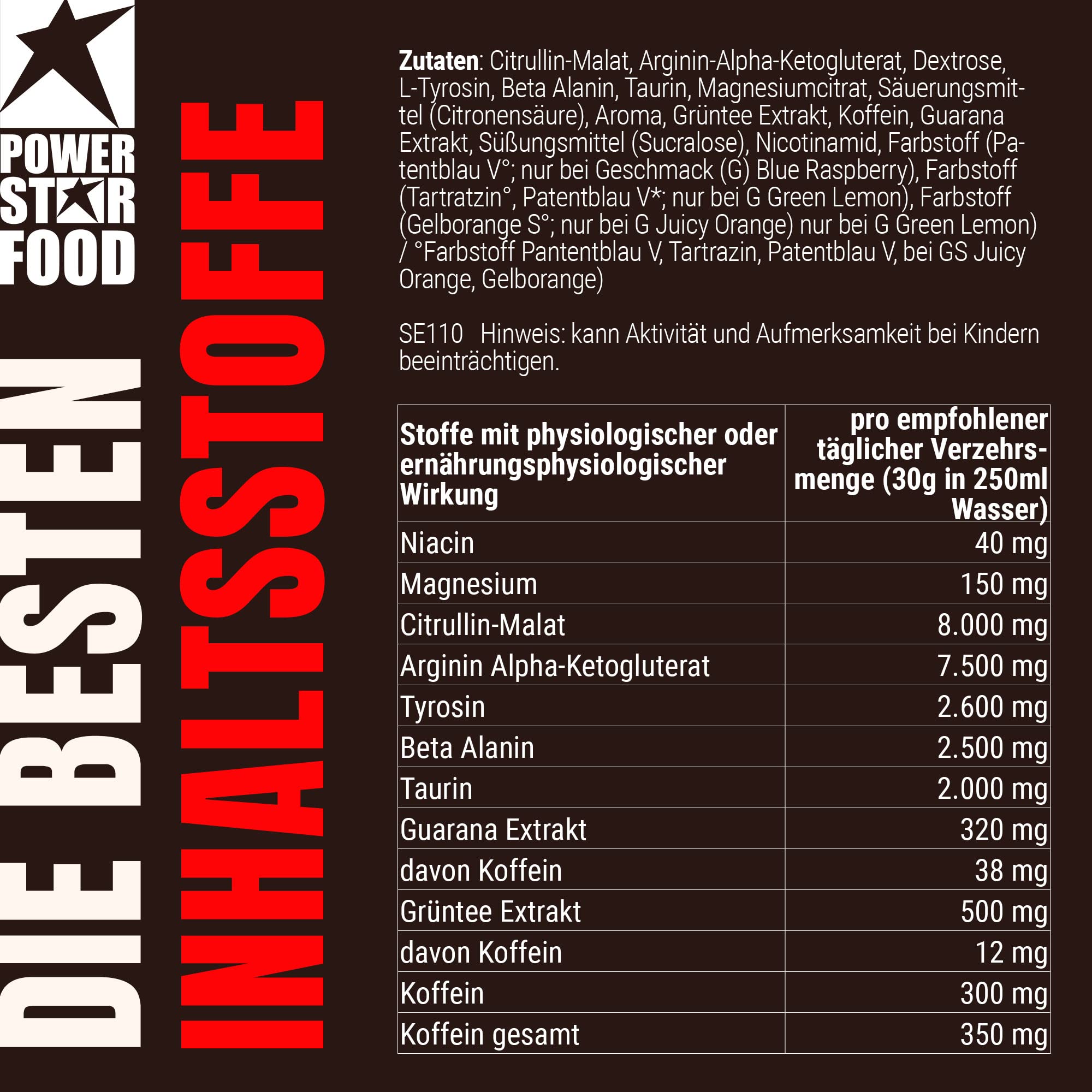 Powerstar BLACKOUT Hardcore Pre-Workout-Booster 600g | Hochdosierter Pump-Booster mit natürlichem Koffein | Fitness, Energie & Fokus | Deutsche Herstellung | Vegan | Blue Raspberry Trainingsbooster