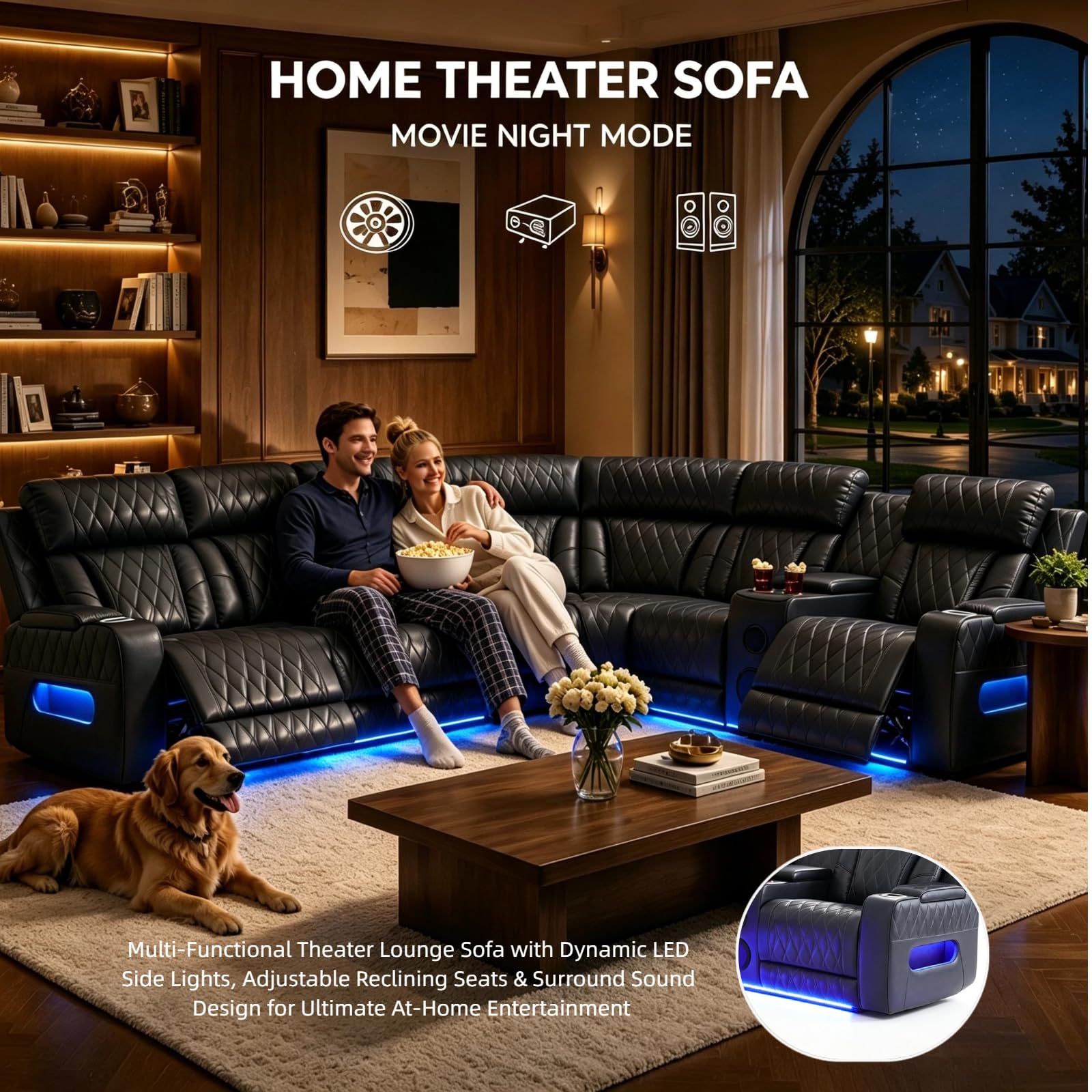 Power Reclining Sectional Sofa with Speakers & USB Charging Port view 8