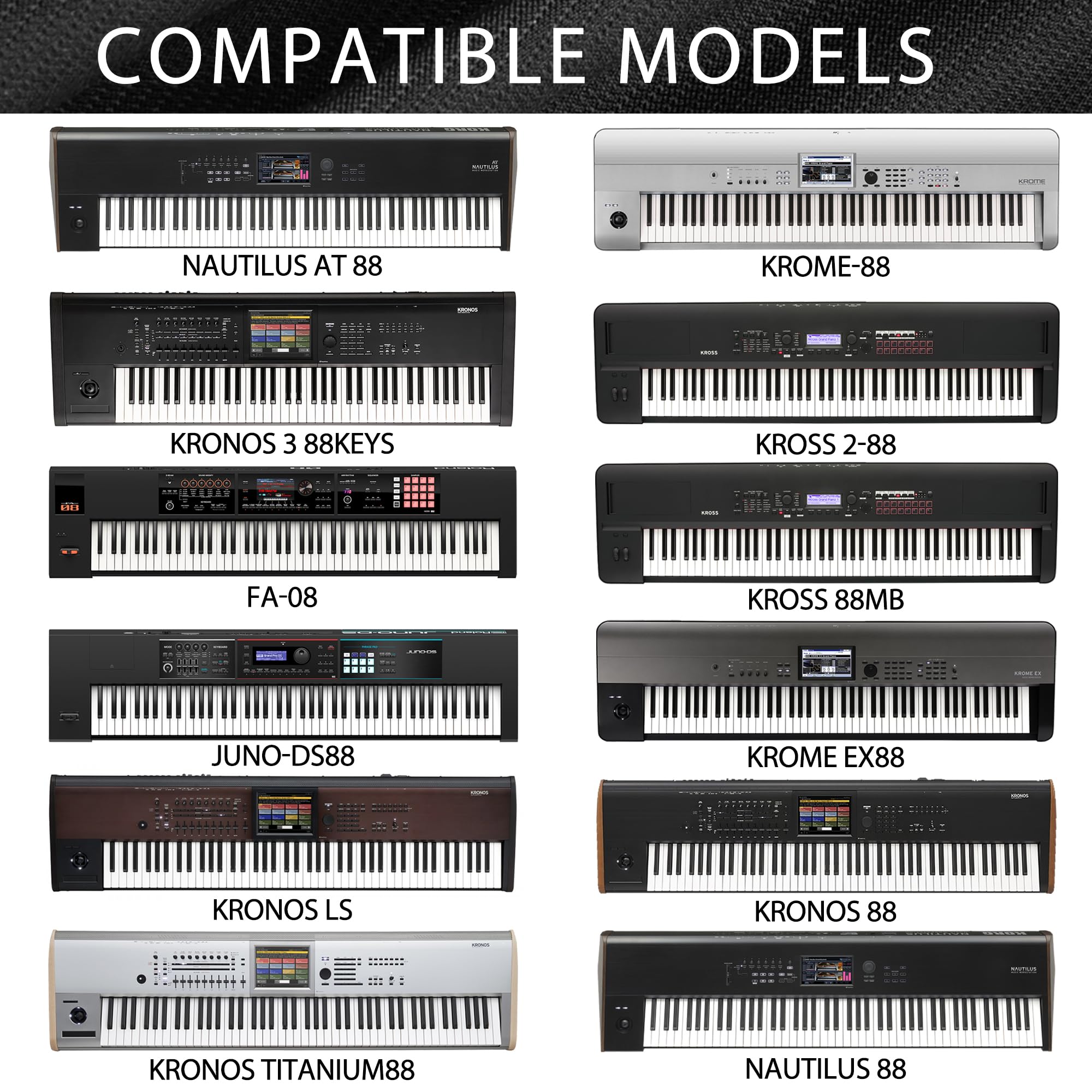 Musiin Housse anti-poussière pour clavier de piano et synthétiseur 88 touches, compatible avec Roland JUNO-DS88, FA-08, KORG KROME-88, KROSS 88MB, Chinlon, toucher doux et ajustement personnalisé