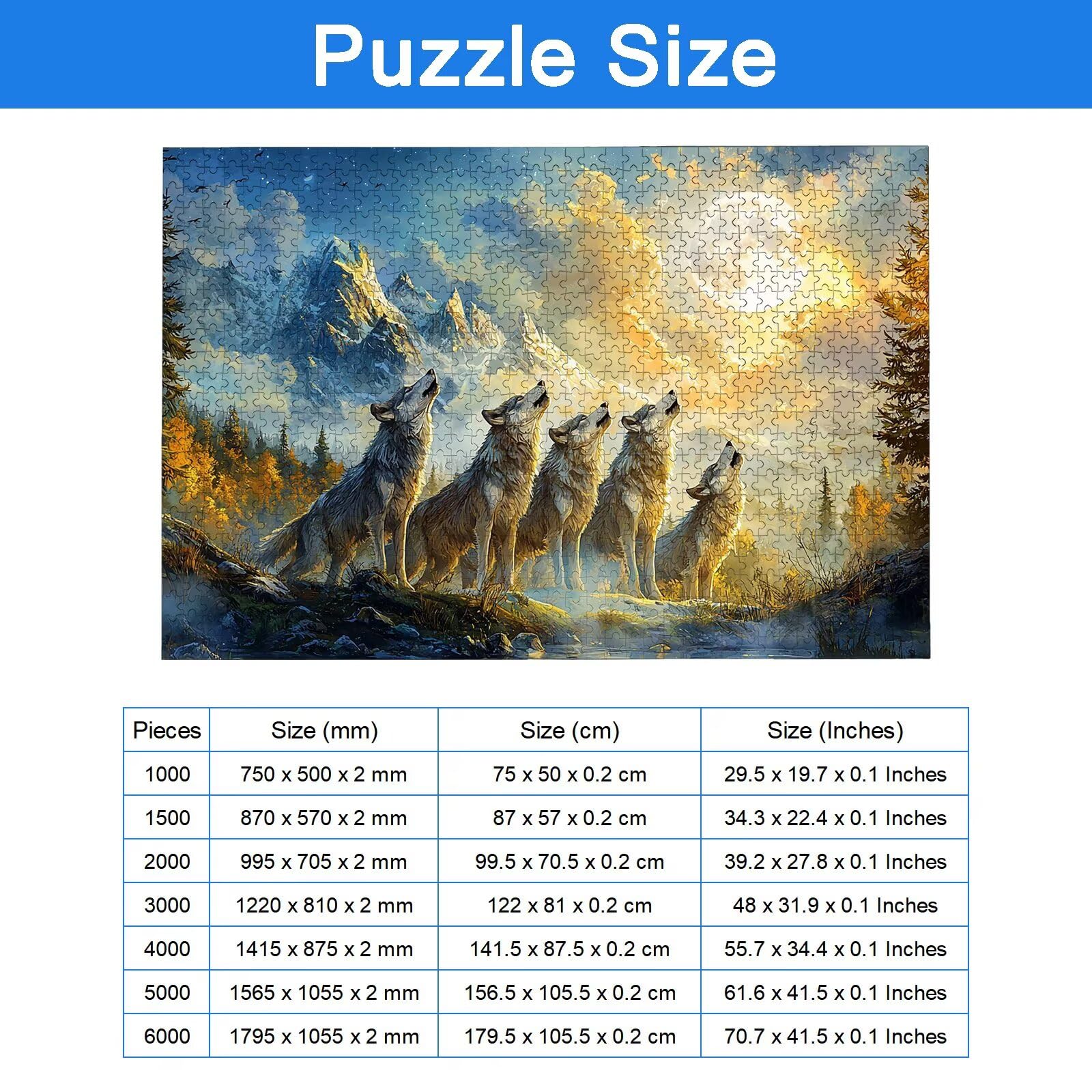 Puzzle 1500 Pezzi Paesaggio, Puzzle Lupo 1500 Pezzi Arte per Adulti e Bambini, Misura: 87x57 cm, Puzzles Legno per Adulti con Squisita Scatola di Imballaggio, Idea Regalo Donna, Regalo Uomo, -9015