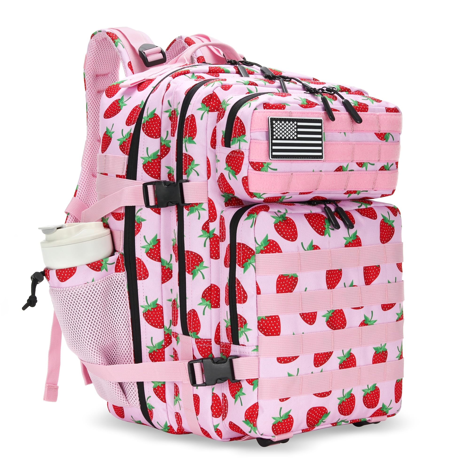 Lovelinks21 45L Tactical Assault Backpack 3 day assault pack with Molle Waterproof backpack Rucksack for Tactical Backpacks (Strawberry)