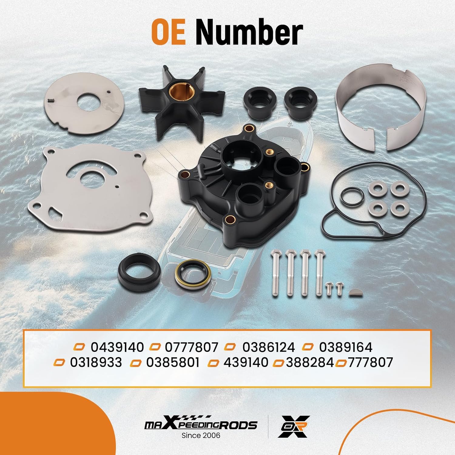 maXpeedingrods Outboard water pump impeller Kit for Johnson Evinrude Outboard Models 85 115 135 HP 1973-1977 Replacement 0439140 0777807