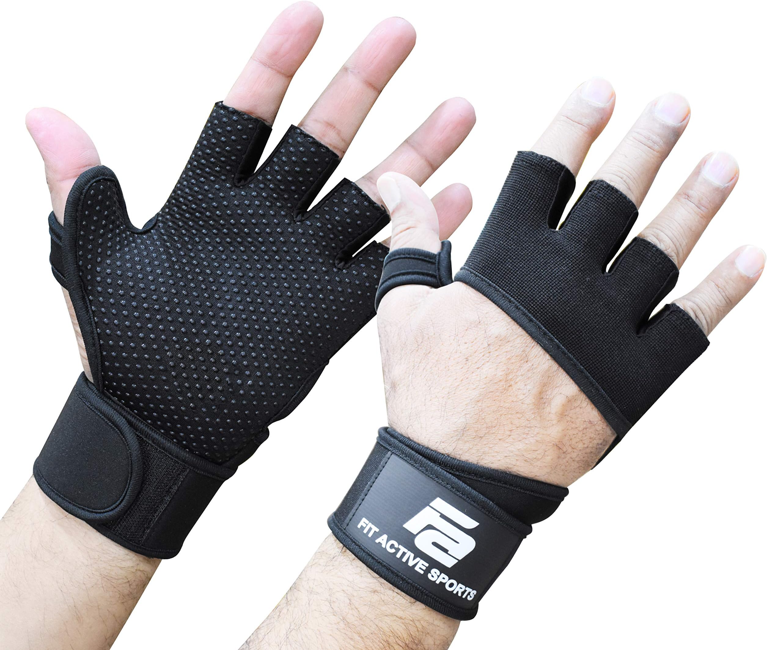 RX2 Weight Lifting Workout Gloves with Built-in Wrist Wraps - Gym Gloves with Wrist Support Durable Non-Slip Palm Padding to Avoid Calluses - for Men & Women