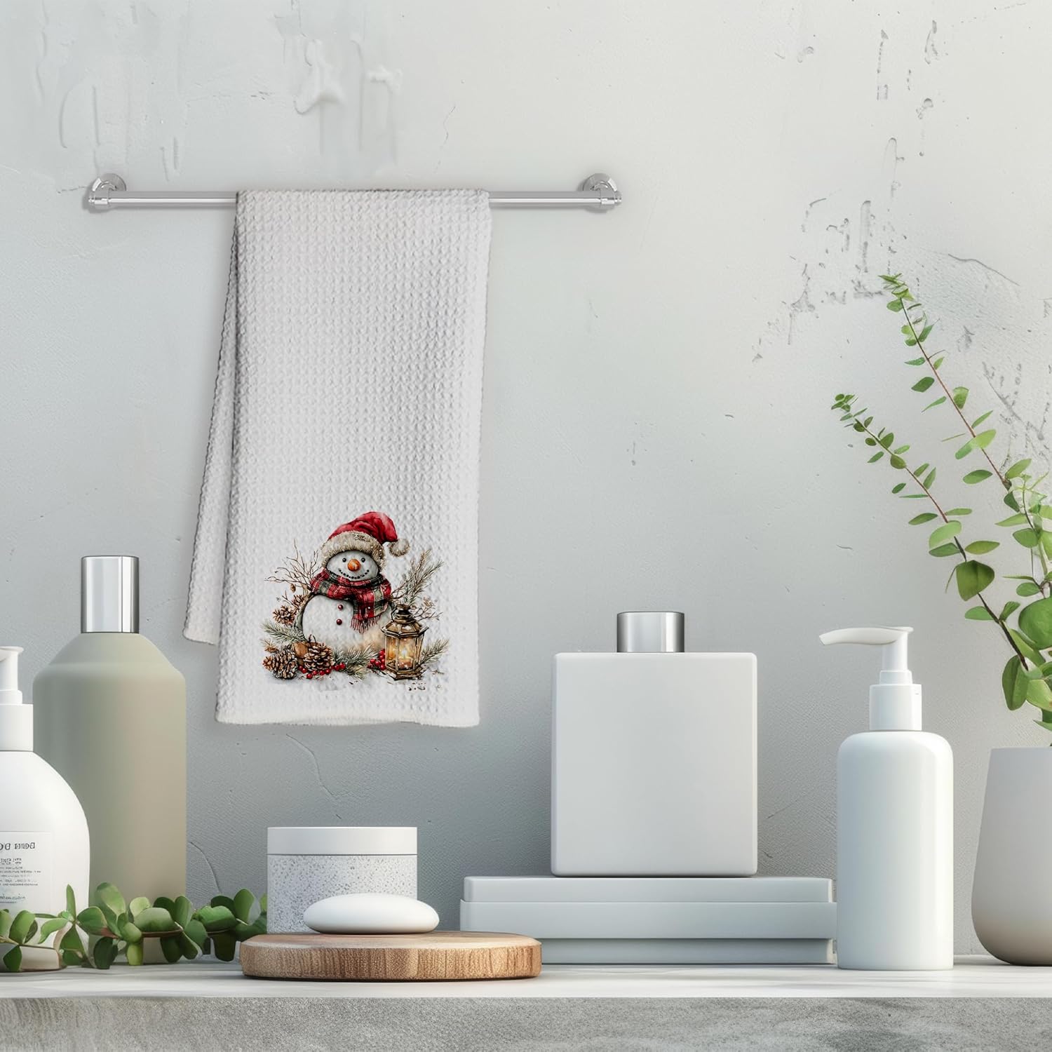 Mancheng-zi Vintage Snowman Christmas Kitchen Towels, Christmas Snowman Bathroom Decor, Rustic Winter Retro Holiday Hand Dish Towels for Kitchen Bathroom, 16x24 Inches - Image 4