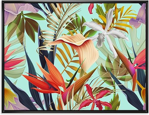 Lienzo enmarcado tropical con flores II de VIntage