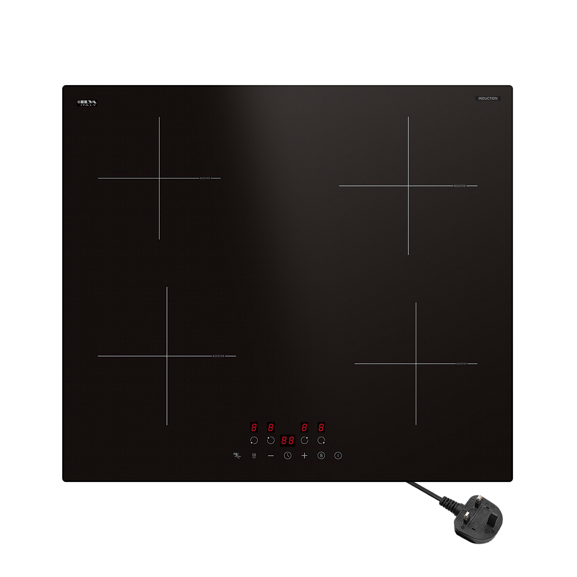 13amp Plug in Electric Induction hob, STARCHARTS 13amp Plug and Play Electric Hob, 2800W, 4 Zones Induction Hob with Touch Control, 9 Cooking Power Levels, Child Lock, Boost, Snowflake Pattern Style — view 7