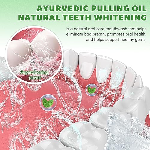 Miniatura 3 de sefudun Enjuague bucal con aceite de coco, aceite natural para blanquear los dientes y encías con aceite de coco y menta, aceite de extracción sin