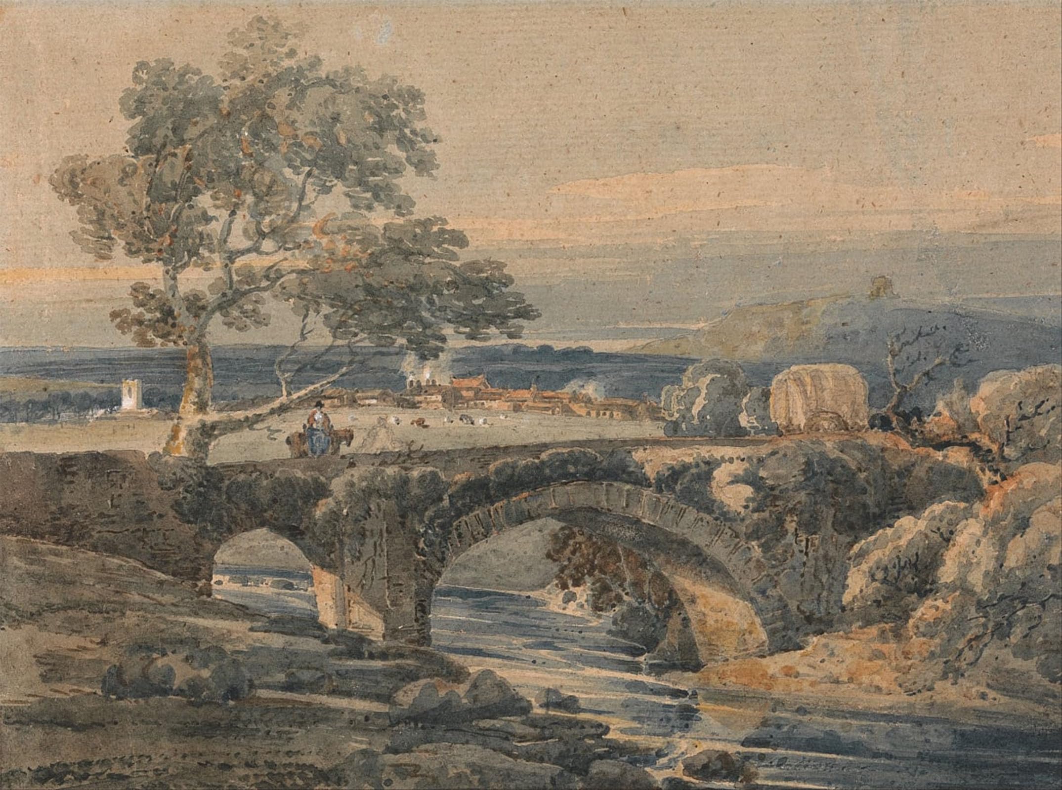 ARTXLXXBN Famous Art Print Poster Vintage Wall Art the Old Bridge in by Girtin Canvas Art Poster for Home Decor 60x90cm