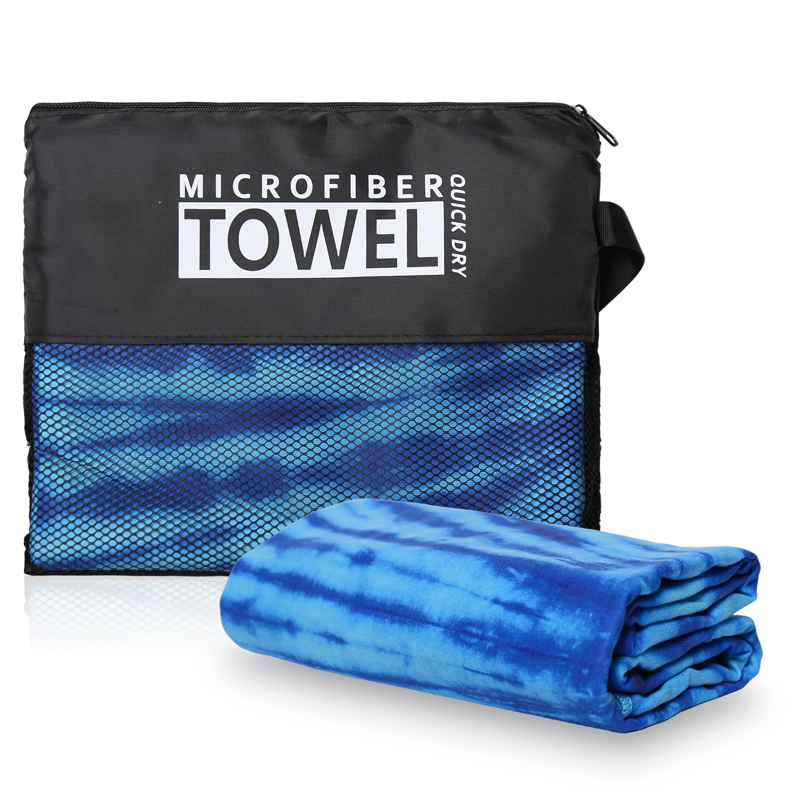 TMEOG Telo Mare Microfibra 180x80cm Telo Spiaggia Antisabbia Asciugatura Rapida Asciugamano Mare Leggero Salviettone Coperta Mare Sottile da Viaggio Piscina per Donna Uomo(Blu batik)