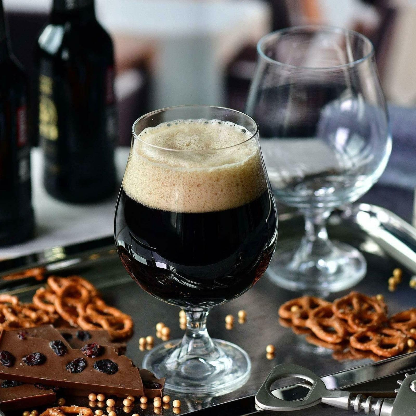 KROSNO Vasos de cerveza Dark Ale Stout, juego de 6 unidades, 16.5 onzas, colección Elite, perfecto para el hogar, restaurantes y fiestas, apto para lavavajillas y microondas