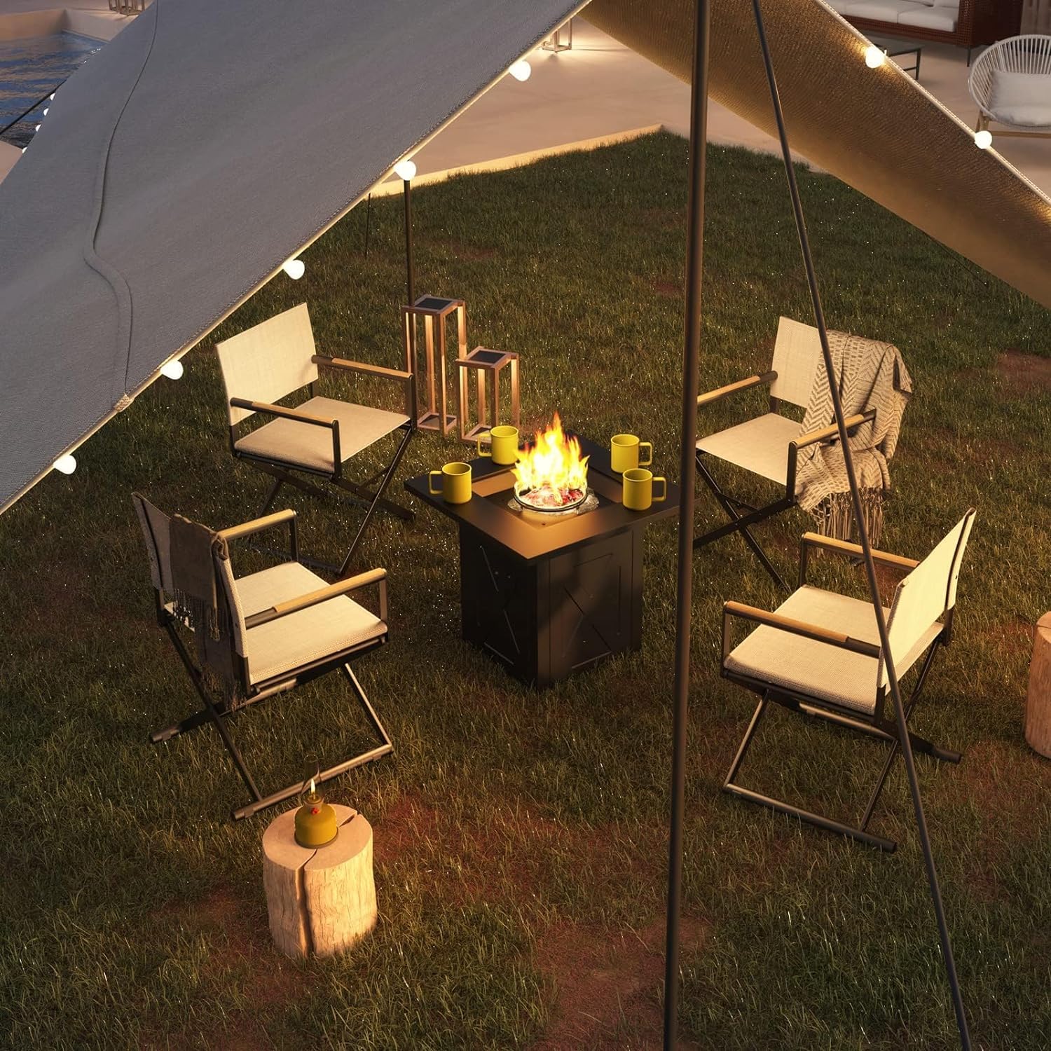 Grand patio Regiestuhl Klappbar Gartenstuhl Faltbar 2er-Set Campingstuhl Klappstuhl Leichter Tragbarer Stuhl, bis 150kg Belastbar, Angelstuhl für Strand, Camping, Garten, Grillen -Grey