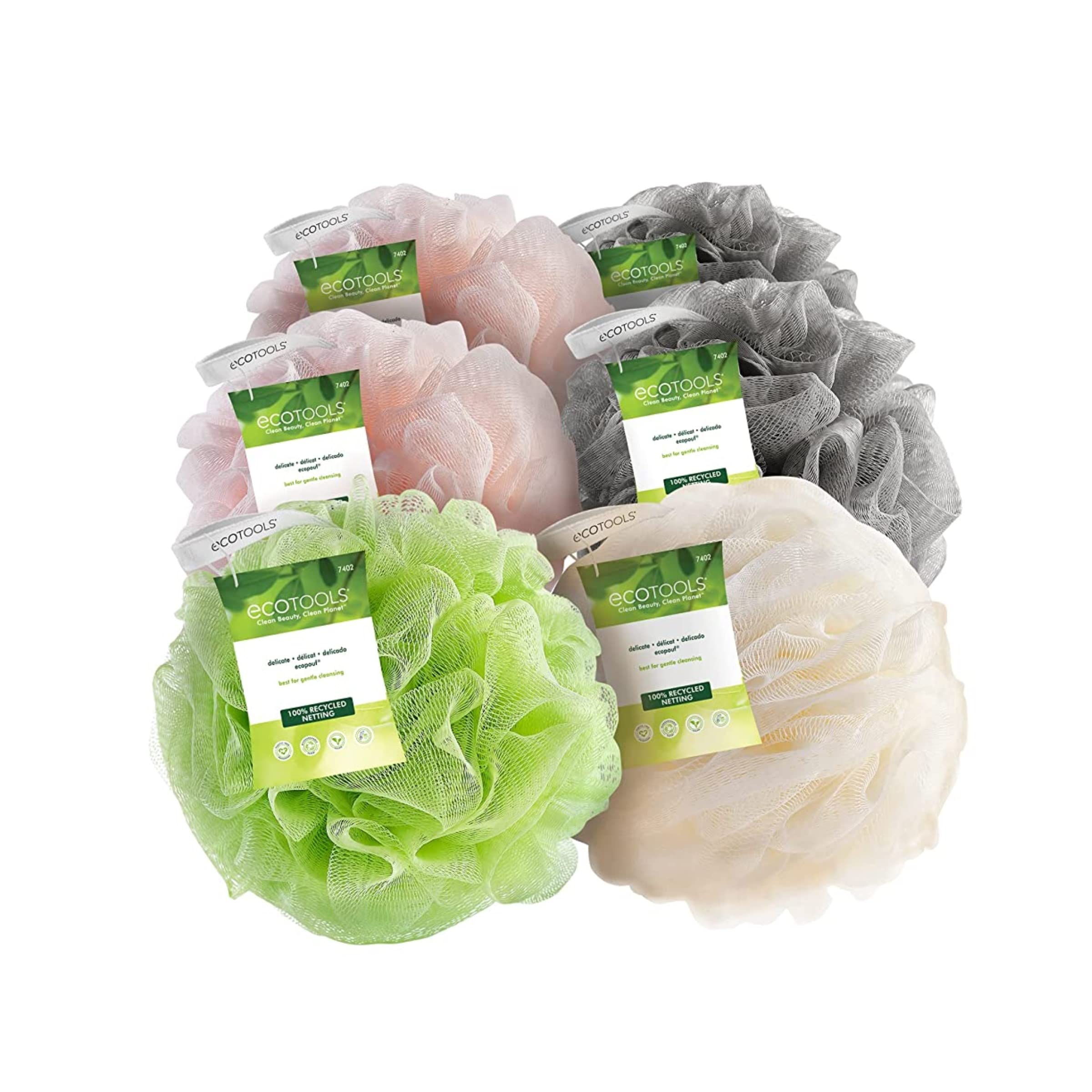 EcoTools Recycled Delicate Bath Sponge Body Scrubber Cleaning Loofah for Shower and Bath - in Assorted Colors, Green, White, Pink, and Gray (Pack of ...