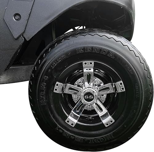 Huskey Parts Company Carro de golf 8" Cubiertas de rueda Tapas de buje Cromo Negro EZGO Club Car Yamaha Llantas Stock