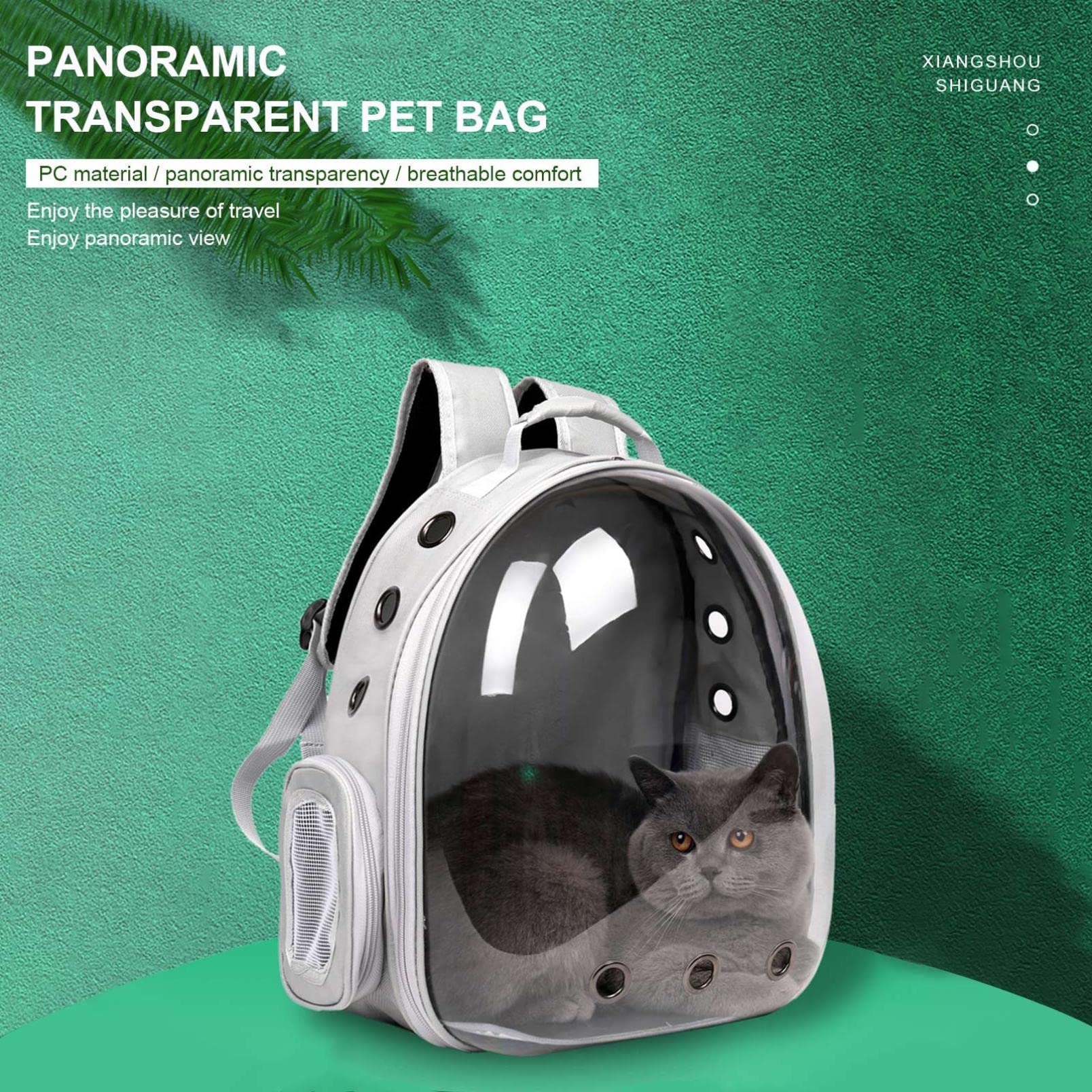 Katzen-Rucksack, Haustier-Luftpolster-Rucksack, von Fluggesellschaften zugelassen, belüfteter, transparenter Raumkapsel-Rucksack, Haustier-Reise-Tragetasche for kleine, mittelgroße Katzen und Welpen/8