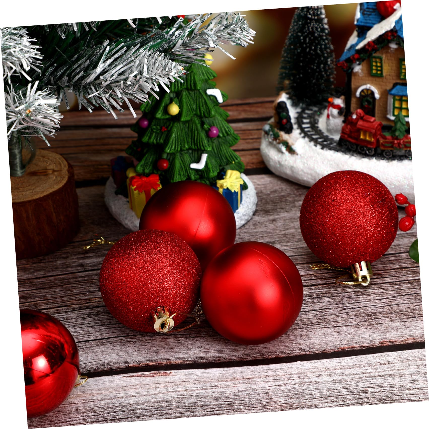 jojofuny 24 Pc Palline Natalizie Rosse 6cm in Plastica, Decorazioni Appese