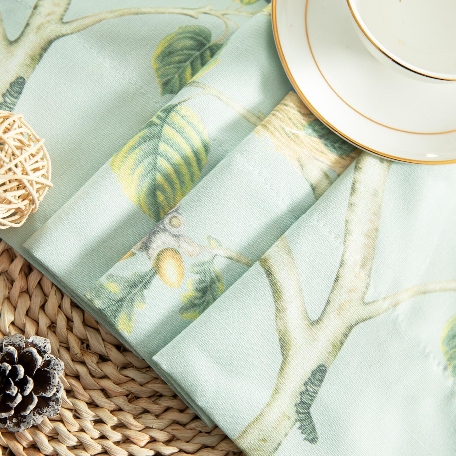 Leeva Blue Tones Window Curtain Panels for Living Room, Farmhouse Bird & Flower Print Decorative Prevent Glare Drapes 84 Inch Length, Rod Pocket Linen Curtains, One Piece, 52" x 84"