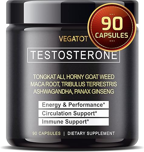 VEGATOT Soporte Testo - Aumenta el rendimiento con Tongkat Ali, Panax Ginseng, raíz de maca, Ashwagandha, Tribulus - Energía, resistencia, soporte
