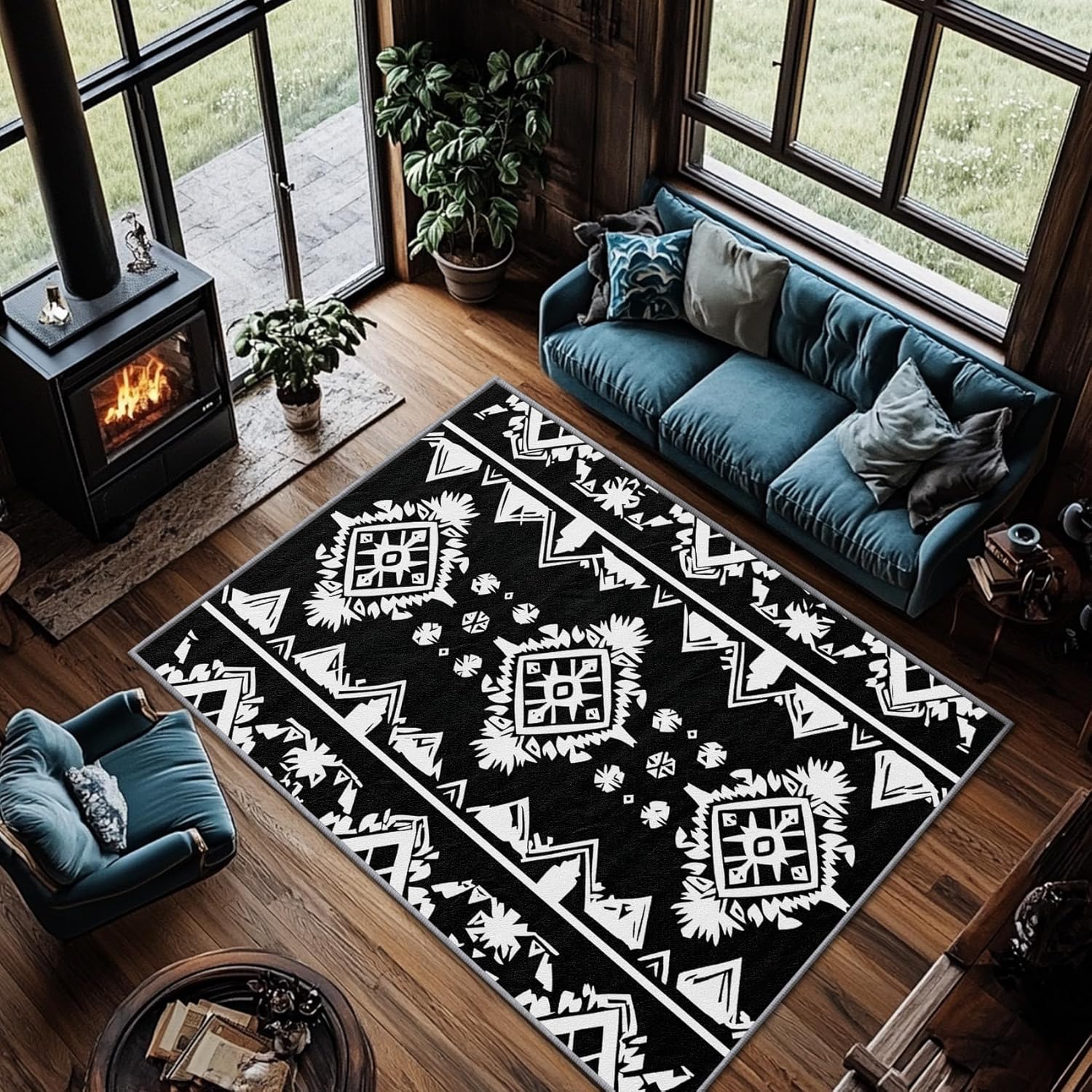 Native American Decor for Men - Aztec Rug, 2x3 Rug, Southwestern Rustic Area Rug, Bohemian Indian Door Mat, Washable & Non Slip & Soft Small Carpet, Aztec Home Decor