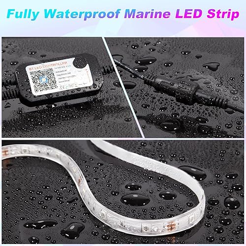 Miniatura 9 de Tendist Tira de luces LED para barco, tira LED marina IP67, control de aplicación de luz de pontón, 12 V RGB impermeable, luz interior de barco,