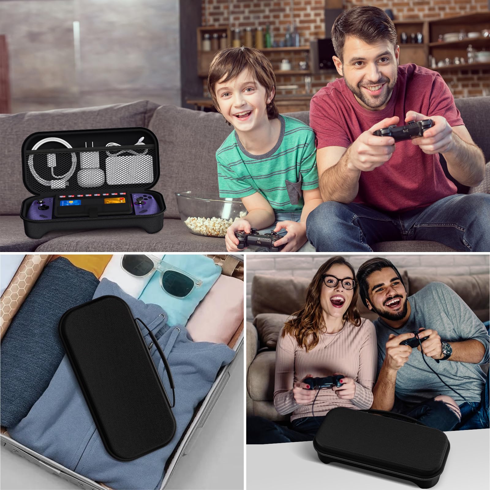 iVoler Custodia Protettiva per ASUS ROG Xbox Ally / ROG Xbox Ally X (7 Pollici), Borsa da Trasporto Antiurto con Scomparto Interno per Caricabatterie e 8 Slot Micro SD - Nero