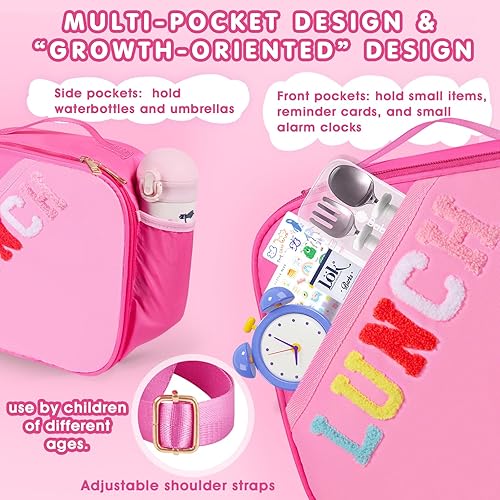 Miniatura 2 de Bolsa de almuerzo aislada para niños con correa ajustable, lonchera reutilizable a prueba de fugas para niñas, bolsa de almuerzo escolar preparada