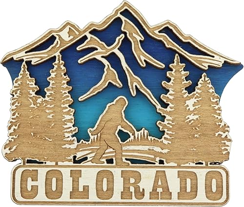 Imán de madera Colorado Bigfood, accesorio magnético tallado con láser, regalos de recuerdo de viaje por carretera, 2 ¾ pulgadas
