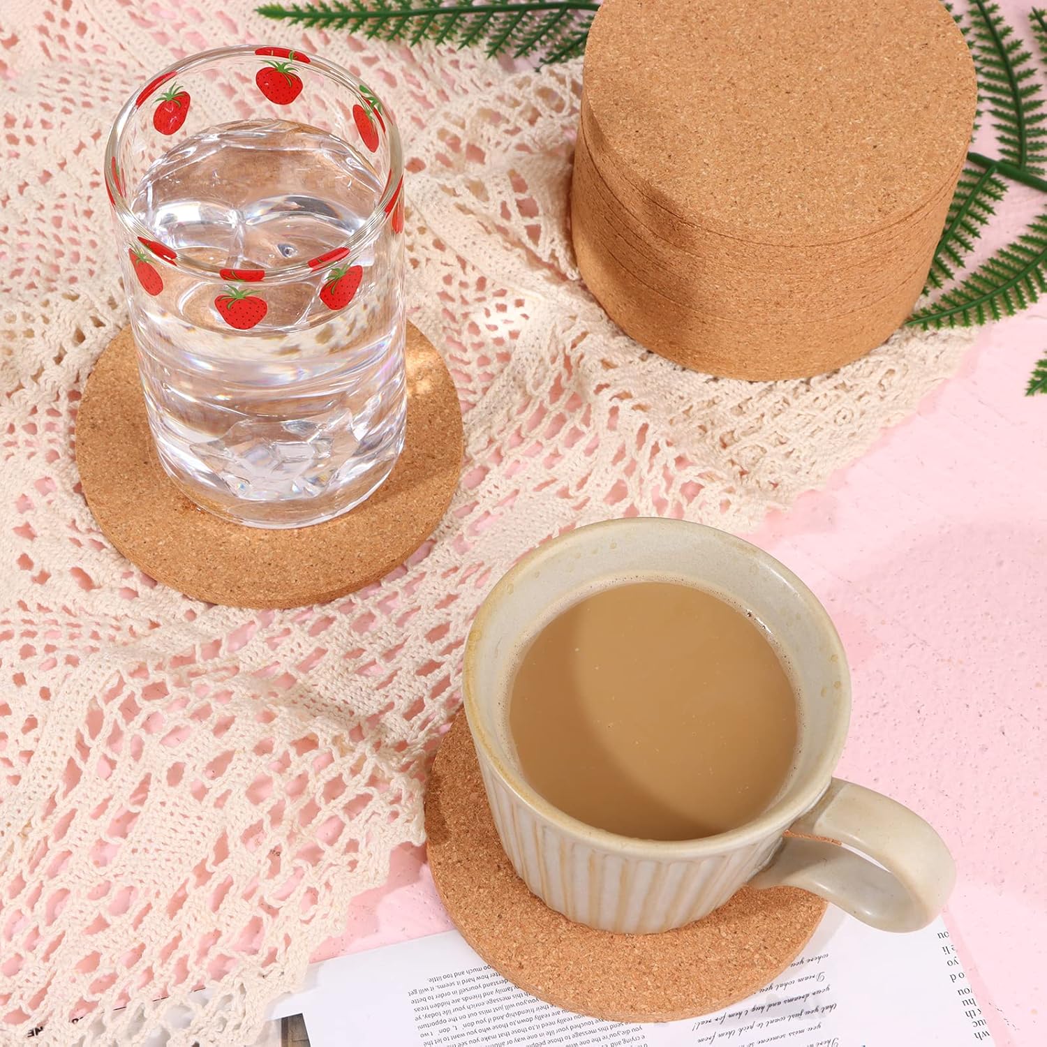 200 PCS Cork Coaster Bulk for Drink Absorbent 4 Inches Tea or Coffee Coaster Set Round Heat Resistant Bar Cup Mat Reusable Table Blank Gift for DIY Craft Holiday Wedding Birthday Party Supply - Image 5