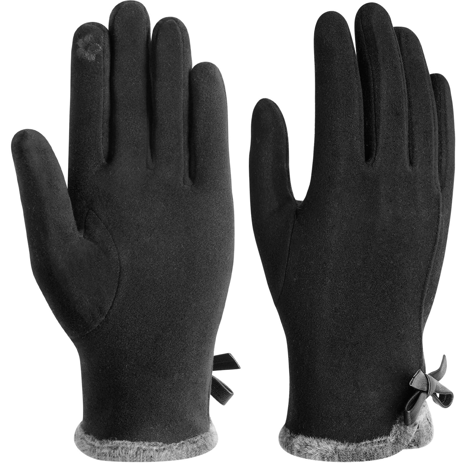 Gants d'hiver thermiques pour femme Doublure En Polaire Fine - Pour écran tactile Texting - Gants d'hiver chauds et coupe-vent - Pour cadeau, ski, cyclisme, Taille unique