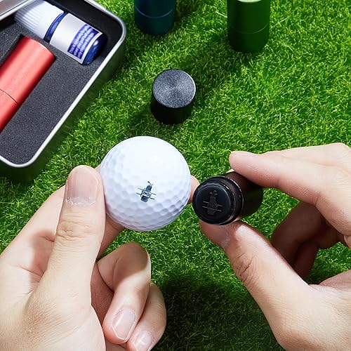 Miniatura 2 de Kit de sellos personalizados para pelotas de golf con caja de hierro, 55 diseños, 3 colores de tinta, accesorios de golf personalizados, set de