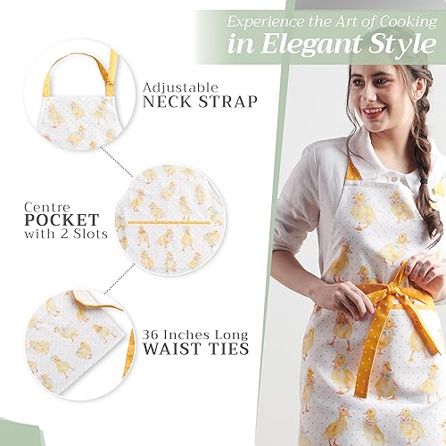 Miniatura 5 de Maison d' Hermine Delantal 100% de algodón para mujeres con bolsillo de cocina delantal de chef para hombres, cocina, jardinería, servidor, camarera