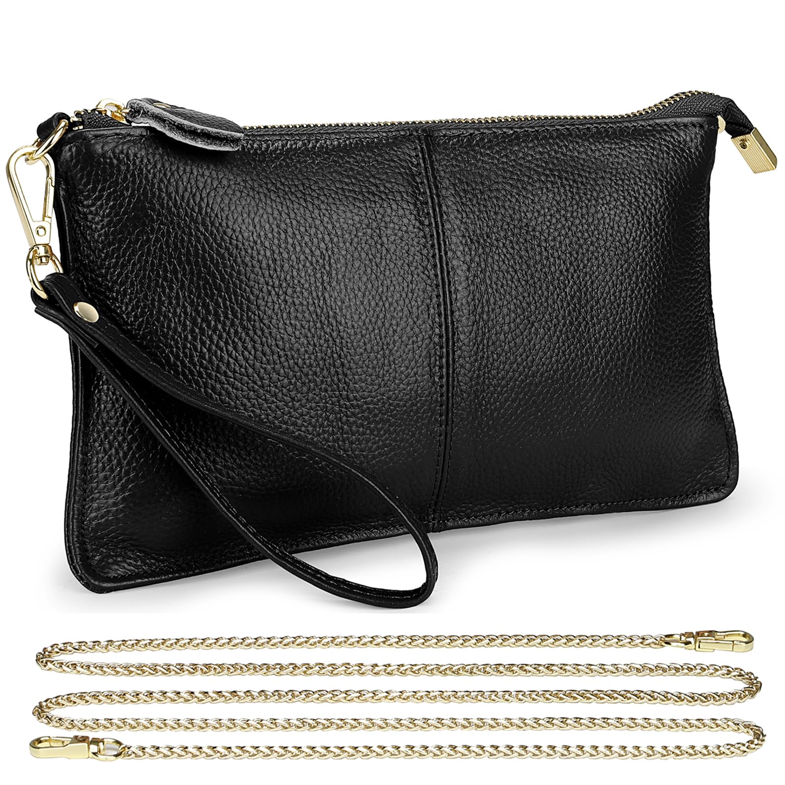 Uromee Genuine Leather Wristlet Wallet Clutch Purses with Detachable Chain