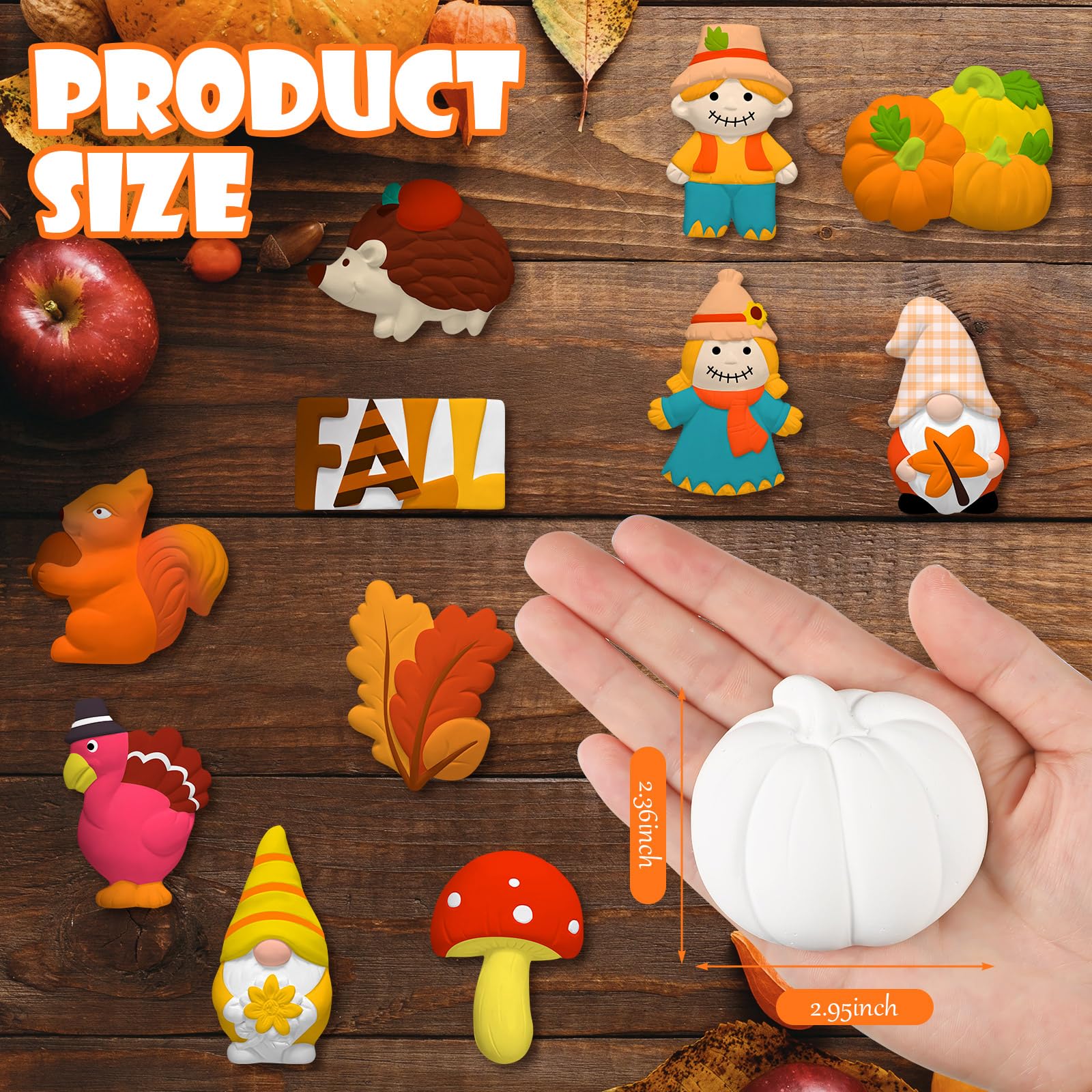 Simgoing 24 Sets Herbst-Keramik-Malset für Erwachsene, Thanksgiving, unlackiert, zum Bemalen Ihrer eigenen Figuren, DIY, fertig zum Bemalen, Keramik, Malerei, Basteln, Kunst- und Bastelset mit weichen