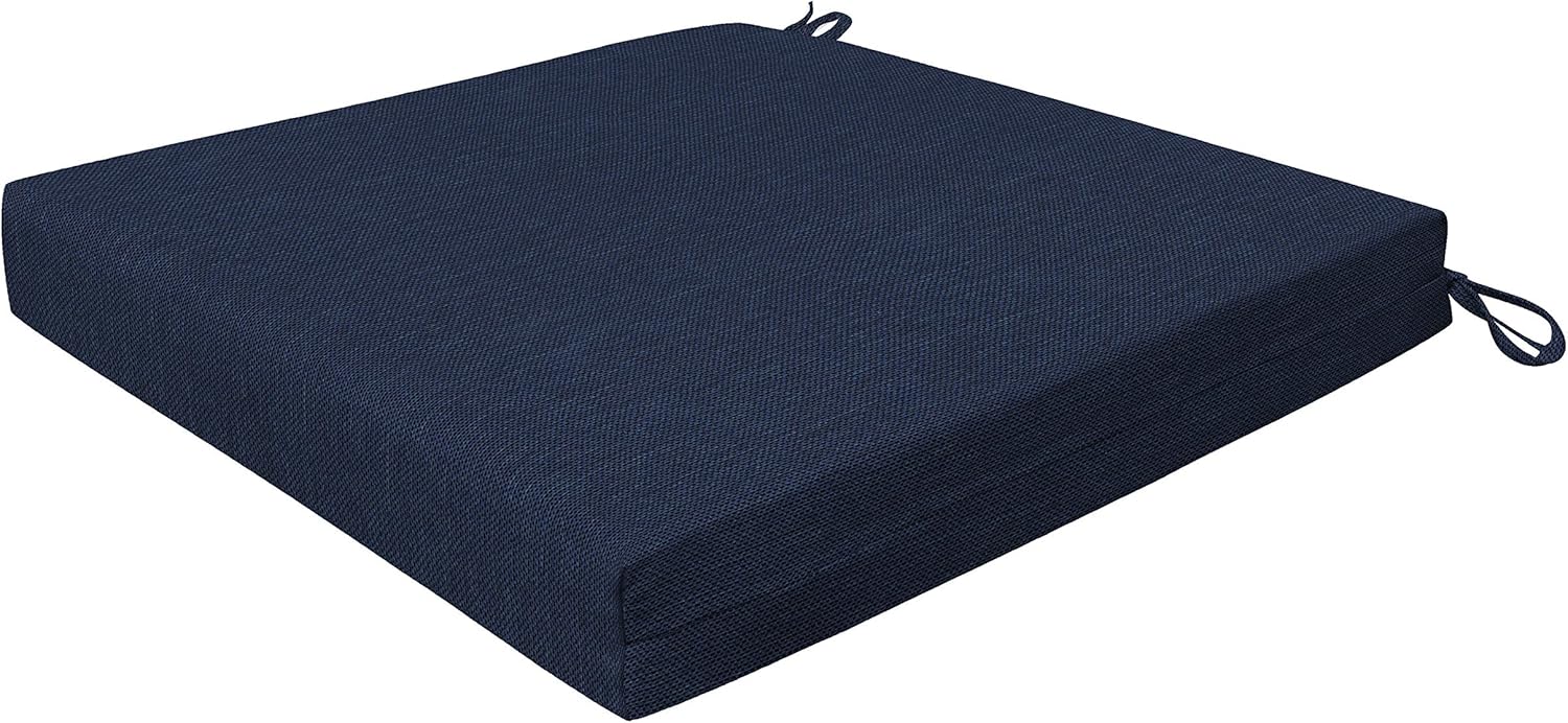 Honeycomb Indoor/Outdoor Textured Solid Indigo Blue Dining Seat Cushions: Recycled Polyester Fill, Weather Resistant, Pack of 2 Patio Cushions: 20" W x 20" D x 4" T : Patio, Lawn & Garden