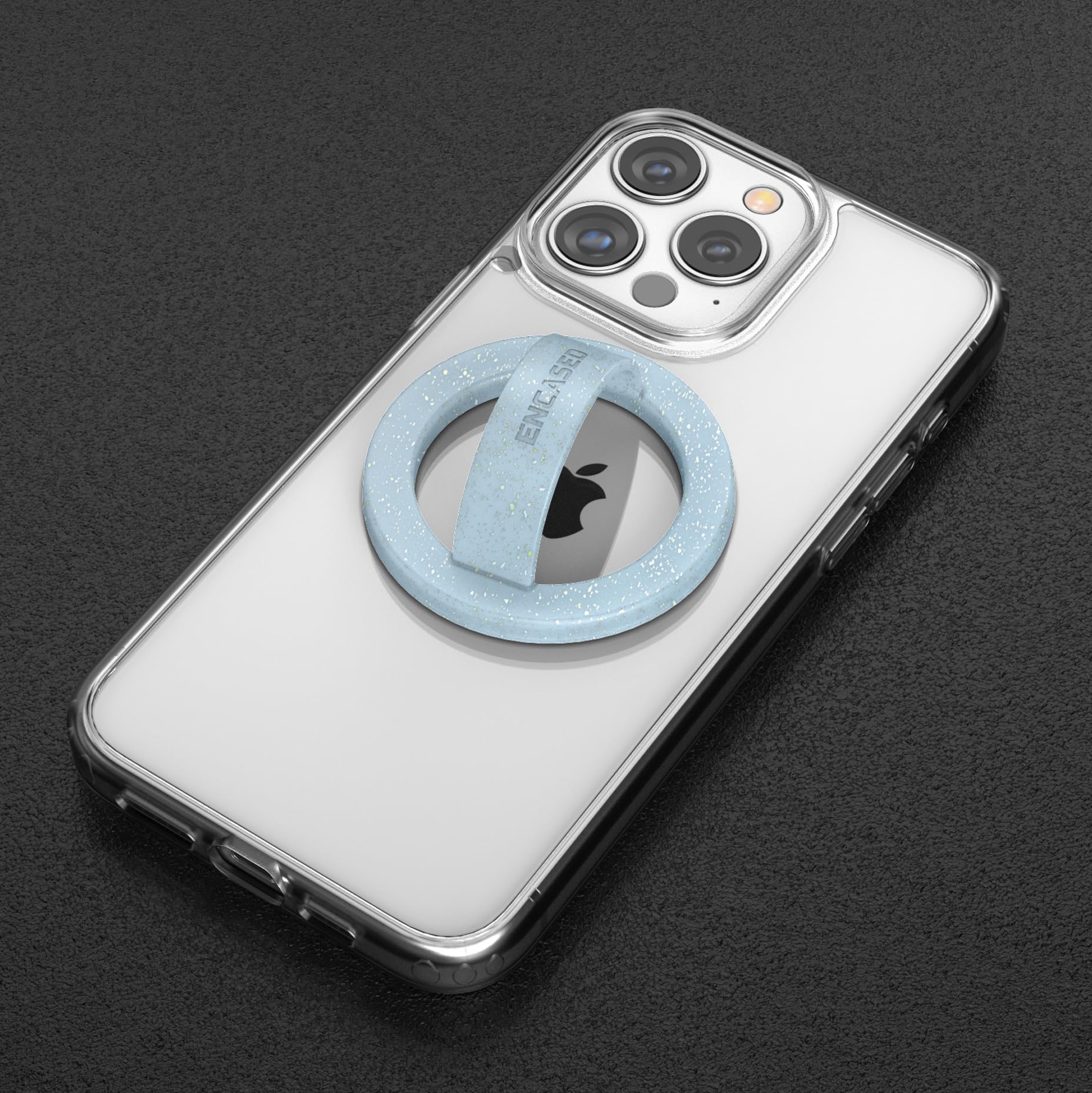 Encased Supporto magnetico per telefono (compatibile con MagSafe), sottile anello in silicone per iPhone, con glitter blu