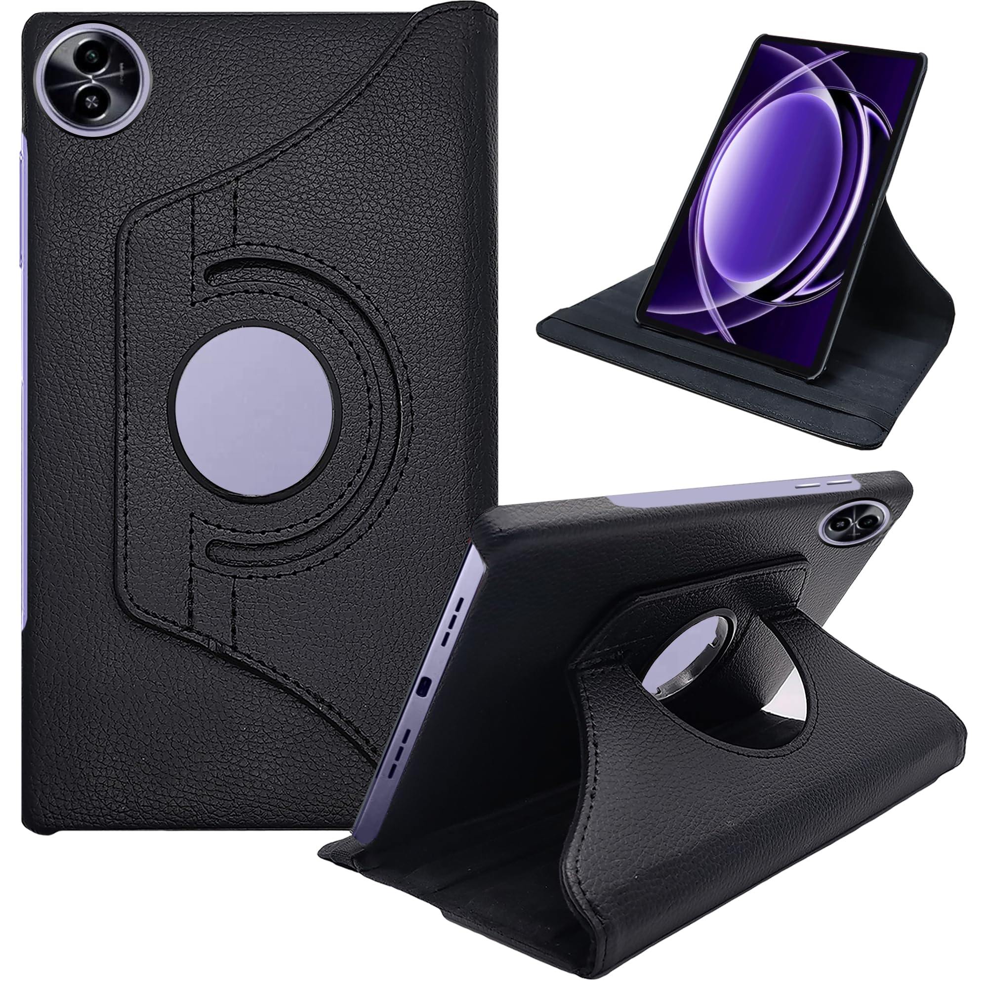 CEDO Realme Pad 2 Lite (10.95 inch) Flip Cover | Leather Finish | 360 Degree Rotate Backcover | Shockproof Back Cover Case for Realme Pad 2 Lite (10.95 inch) (Black)-image-32