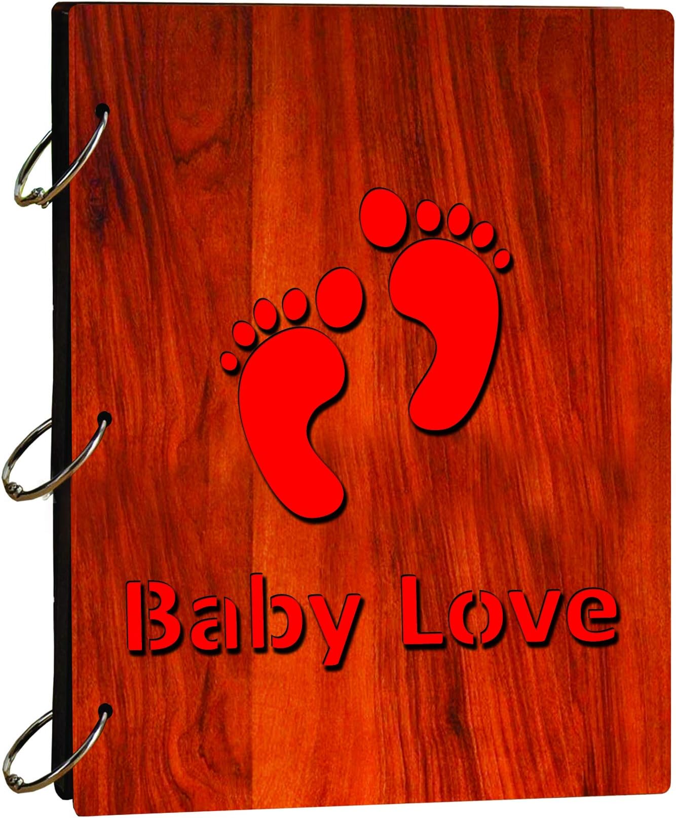 Printjas DIY Baby Love Wooden Scrap Book Photo Album (29 cm x 19 cm x 3 cm, Brown)