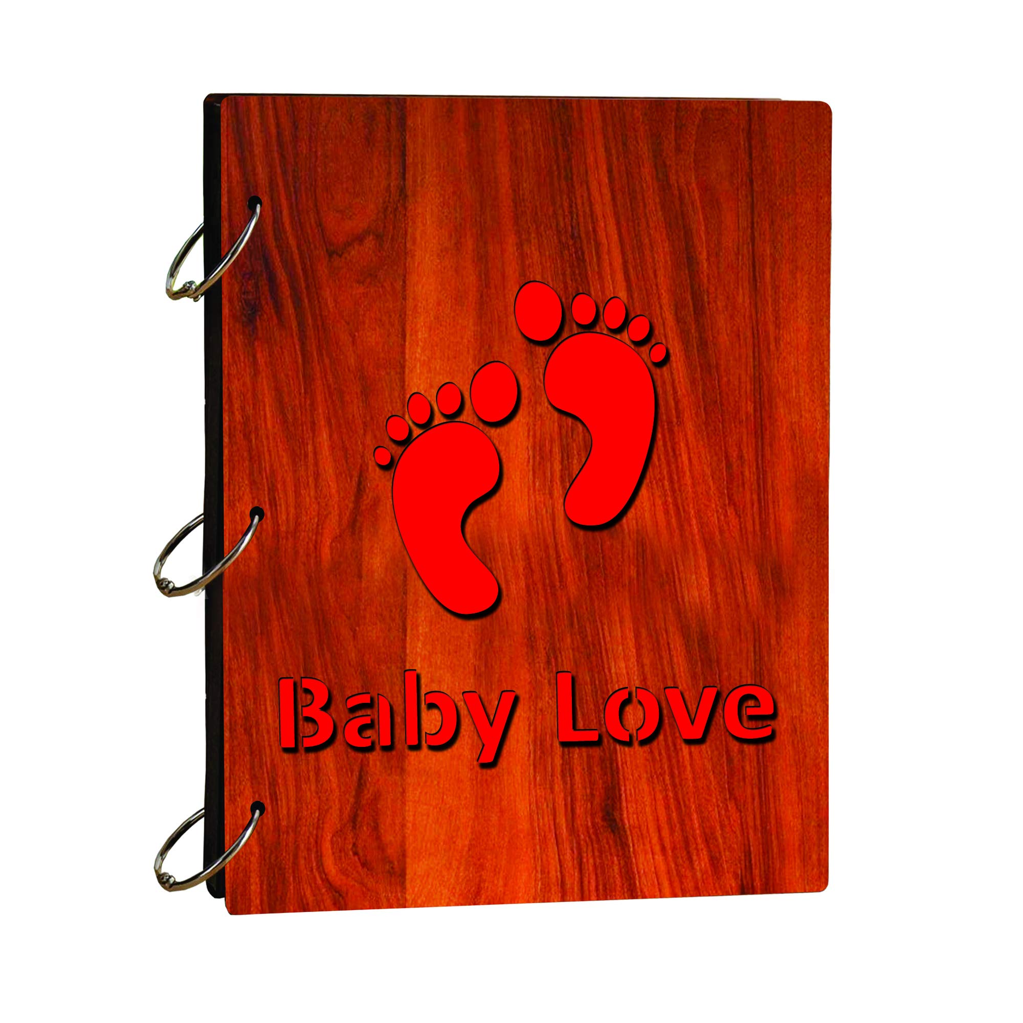 Printjas DIY Baby Love Wooden Scrap Book Photo Album (29 cm x 19 cm x 3 cm, Brown)