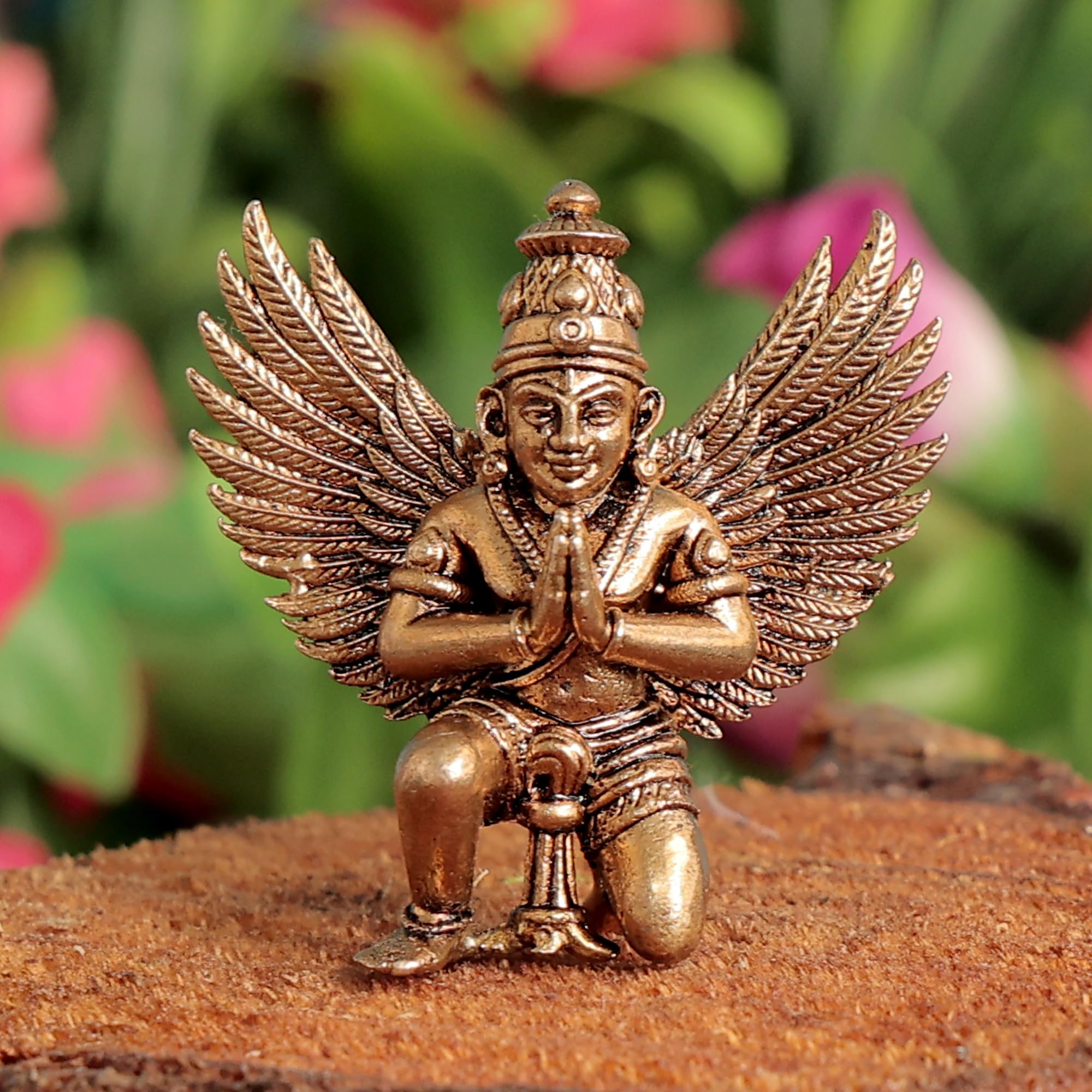Brass Garuda Idol Mini Murti for Home Temple, Office & Car Dashboard | Garuda Statue for Vishnu Pooja, Spiritual Decor & Gifting-image-47