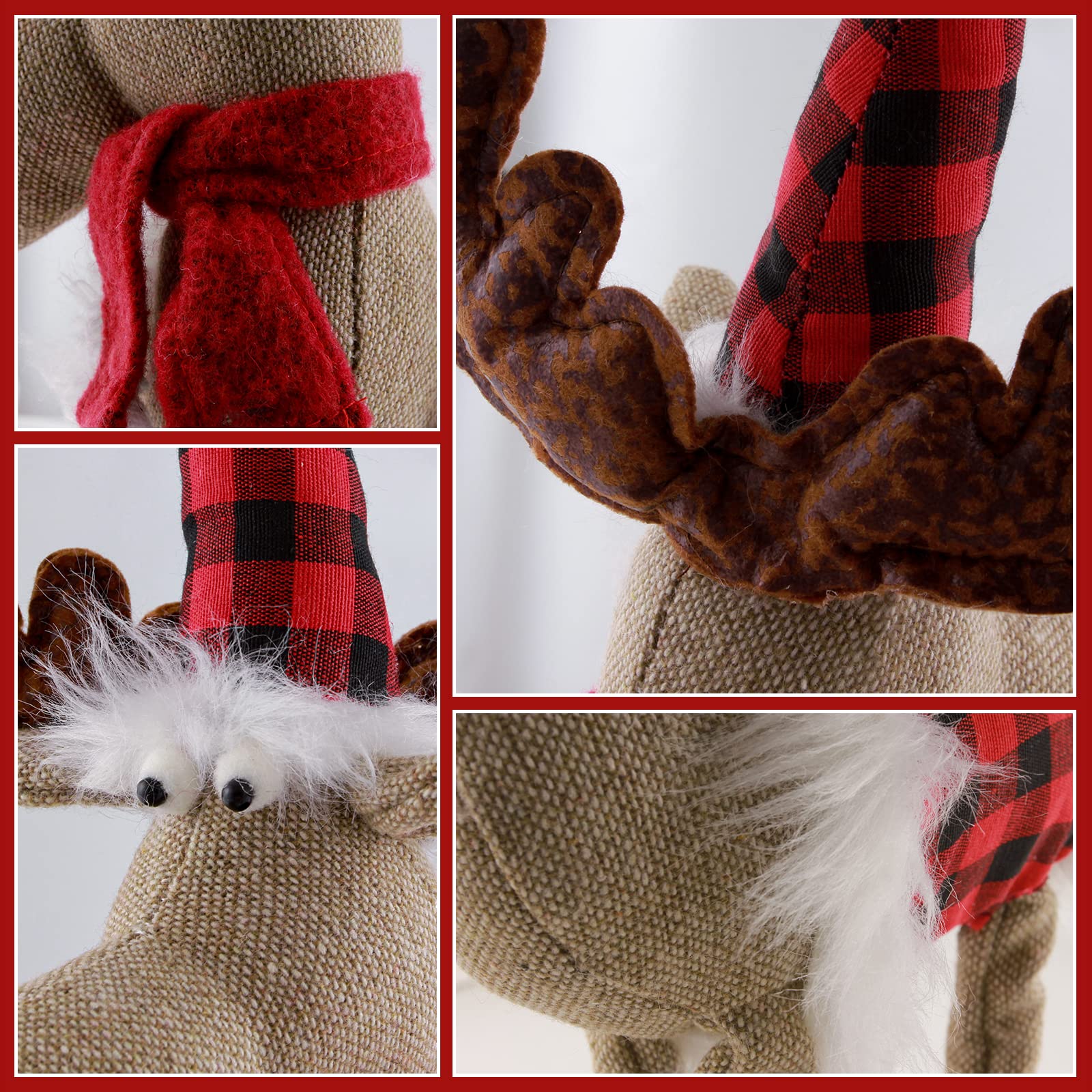 Décoration de Noël en forme de renne de Noël - Figurine de Père Noël suédois - Décoration de table de Noël faite à la main - Nain de buffle en peluche pour la maison, l'intérieur et les vacances