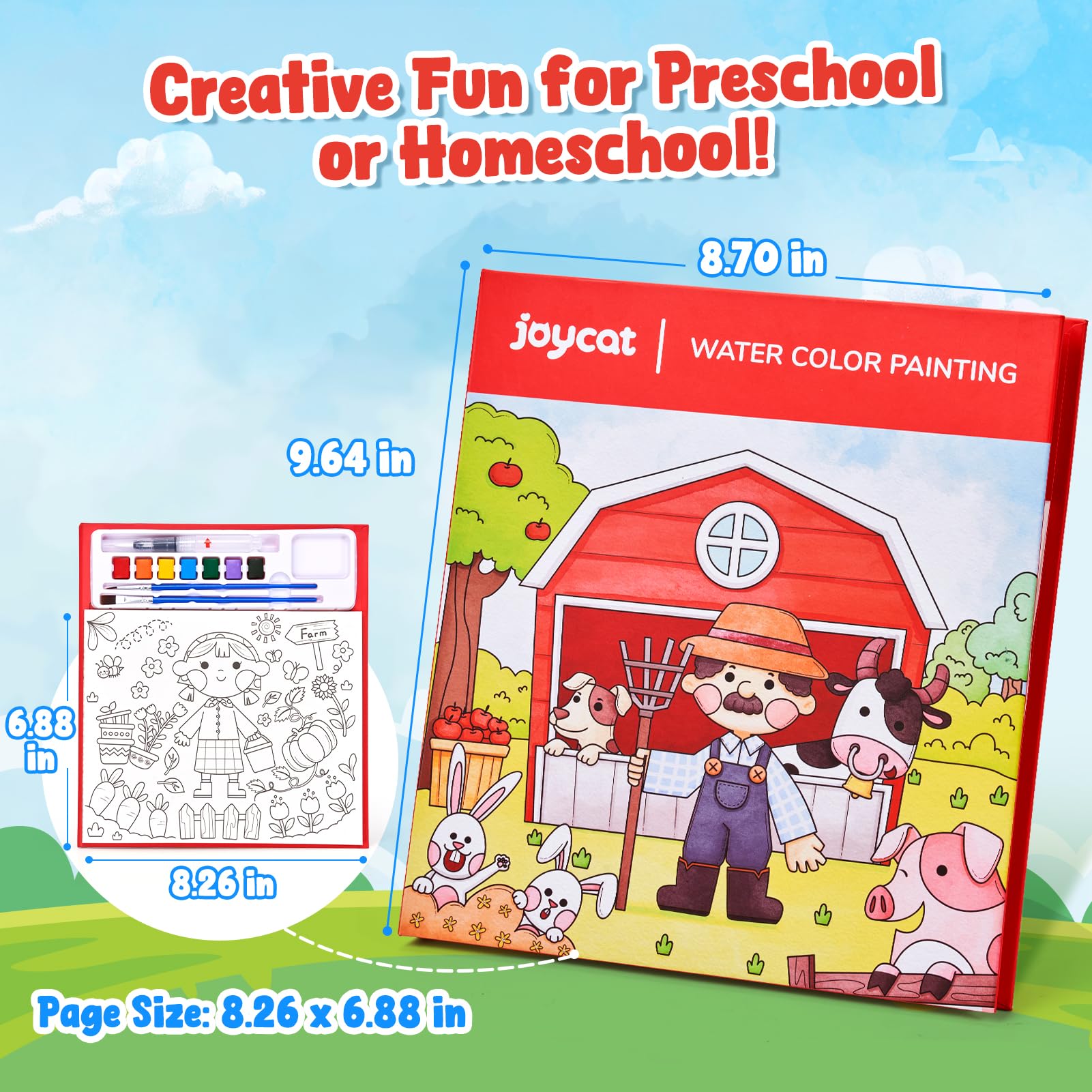 Libro Para Colorear Con Acuarelas Para Niños | Juego 3 En 1, Sin Desorden, Para Edades 3-8 Años