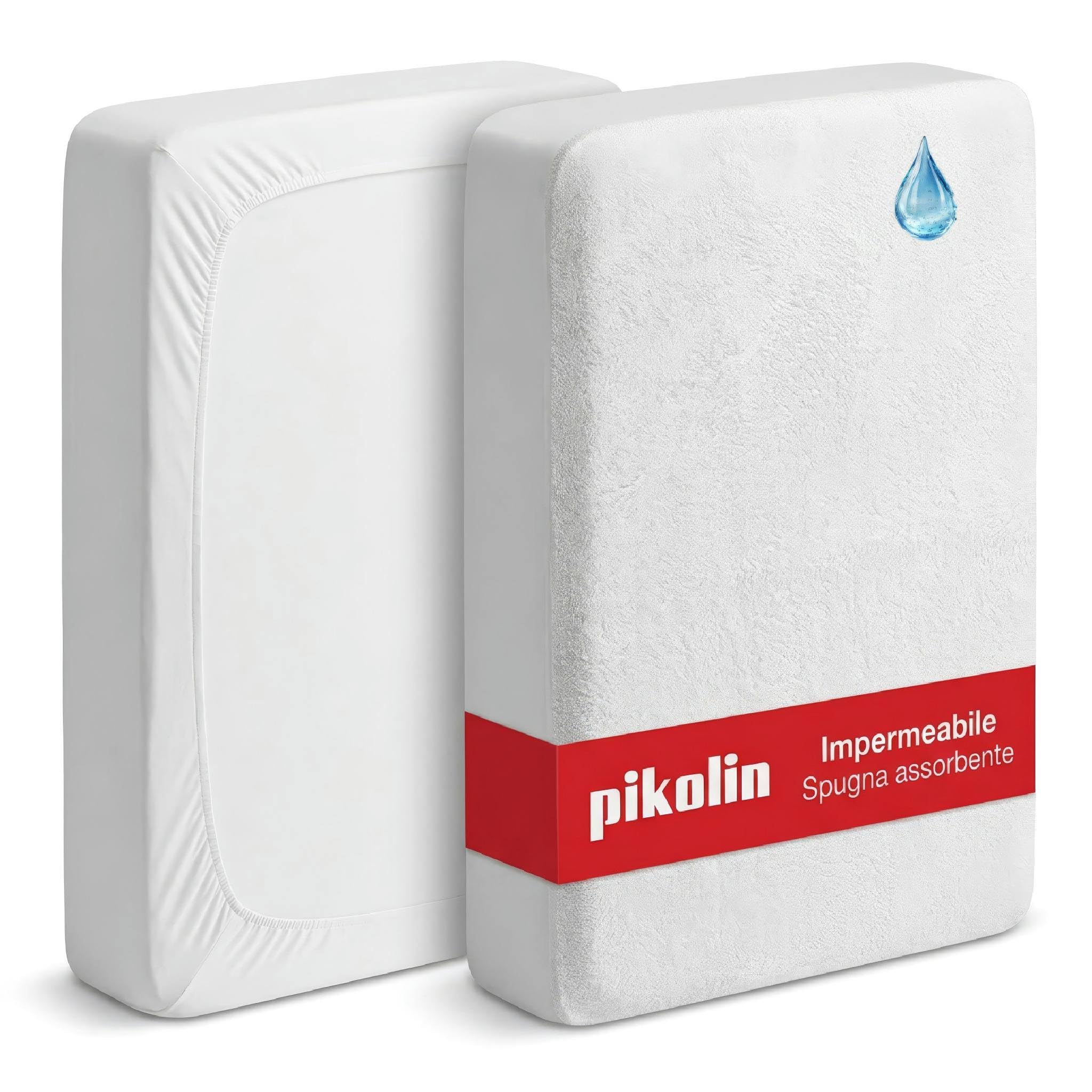 PIKOLIN Coprimaterasso Matrimoniale Impermeabile 150 x 190/200 cm 32 cm di Altezza in Spugna Traspirante e Certificato Oeko-Tex - Protettore di Materasso Ipoallergenico