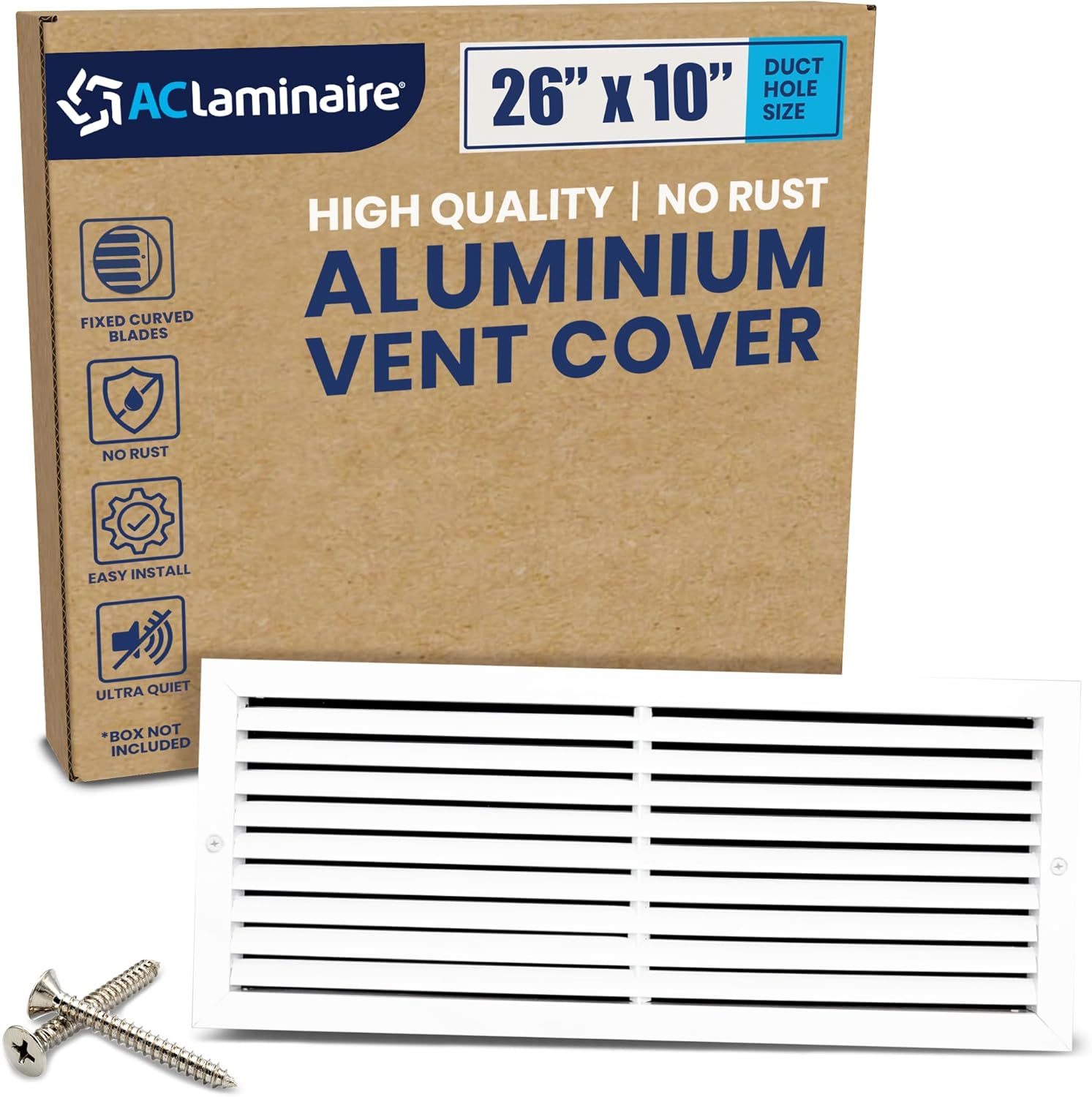 26" x 10" (Duct Hole) Decorative Air Return Vent Cover – Aluminum HVAC Grille for Ceiling & Wall, Rustproof AC Return Vent, Premium Modern Design, 27.6" x 11.6" Face, Ideal for Home HVAC 26" x 10" Duct Hole [27.6" x 11.6" Face]